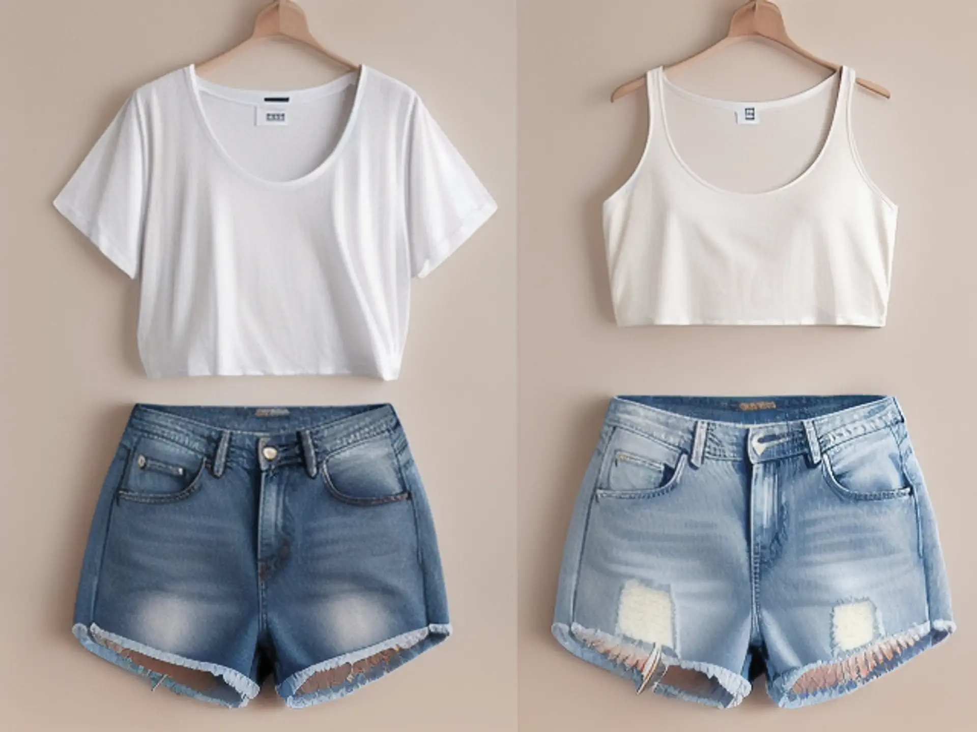 Casual zomeroutfits met crop tops en denim shorts - kledingcombinaties