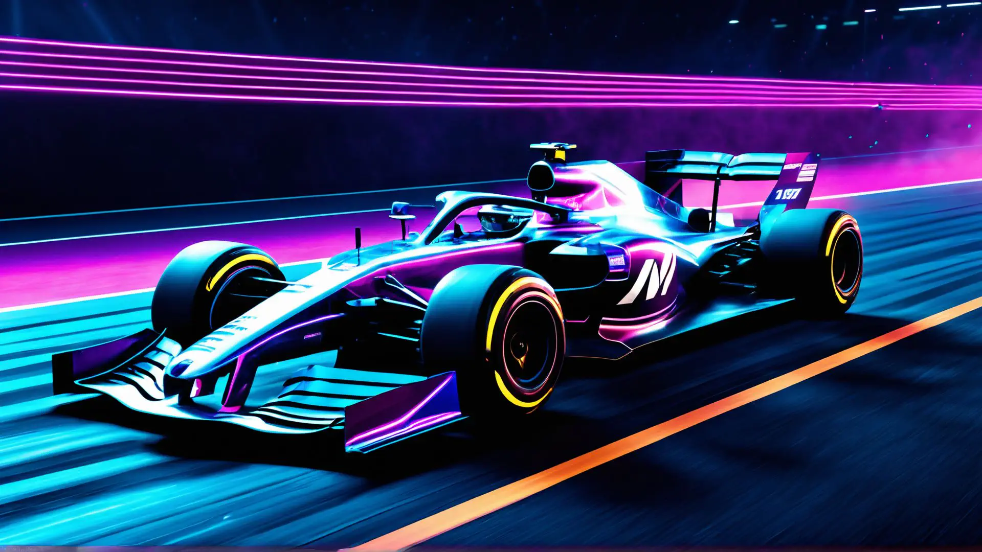 Futuristische Formule 1 auto in neon design