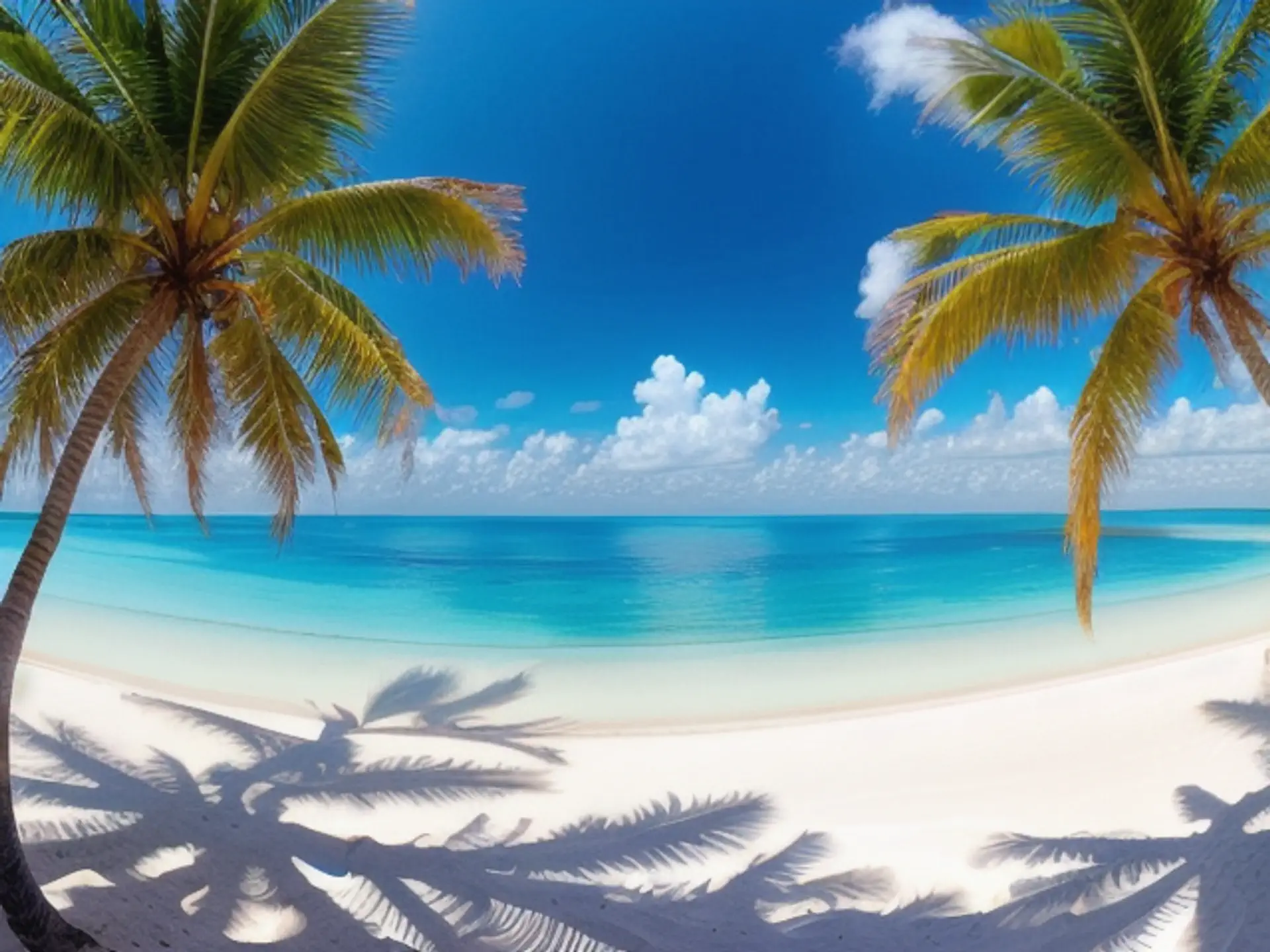 Tropisch paradijs met palmbomen aan kristalhelder turquoise water