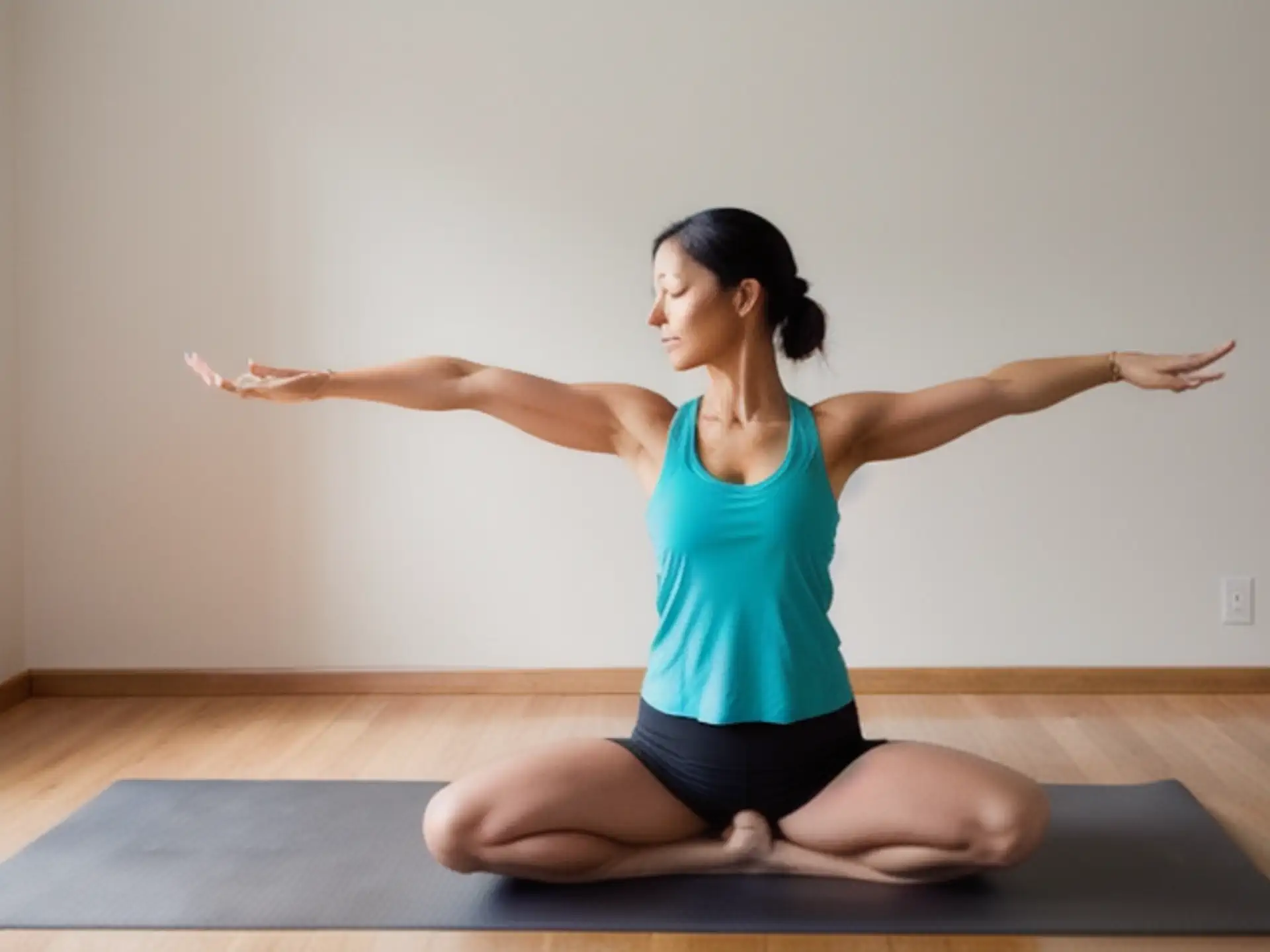 Ontspannende yoga oefening op mat voor innerlijke balans en rust