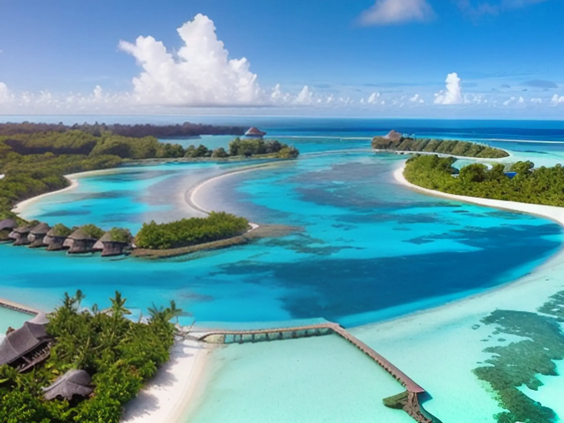 Paradijselijk tropisch resort met overwater villa's in turquoise