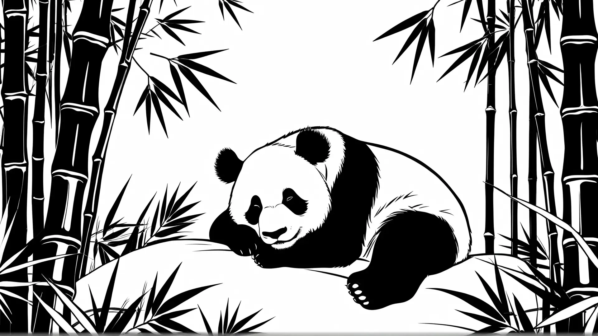 Panda Rust tussen Bamboe Kleurplaat