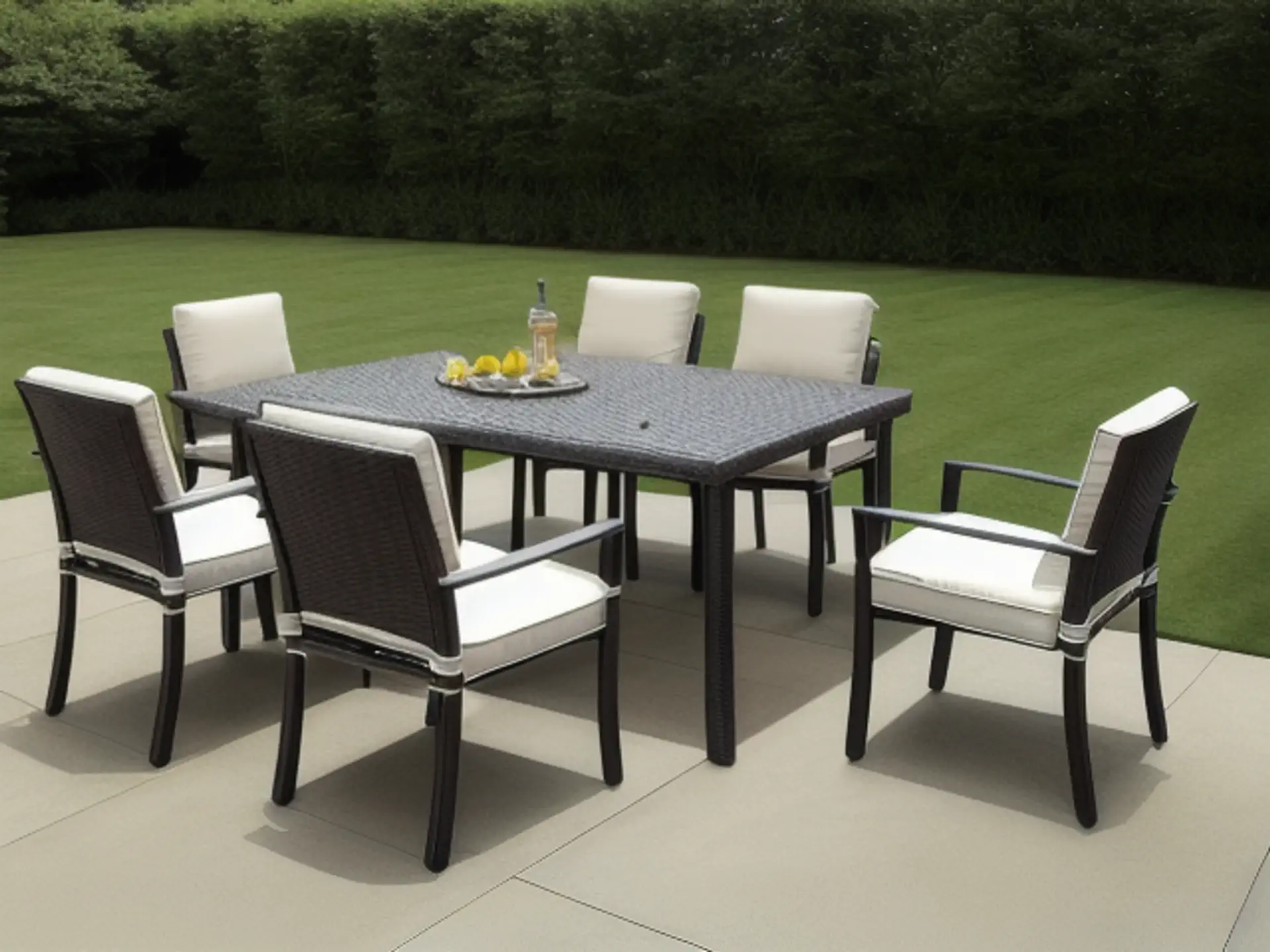 Luxe tuinset met wicker tafel en 6 comfortabele stoelen voor terras