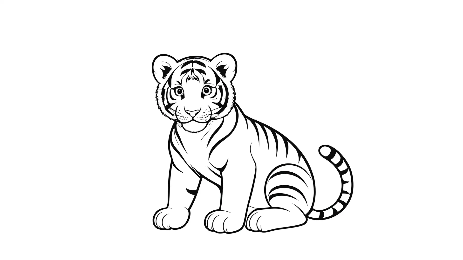 Rechtopzittende Tijger Kleurplaat