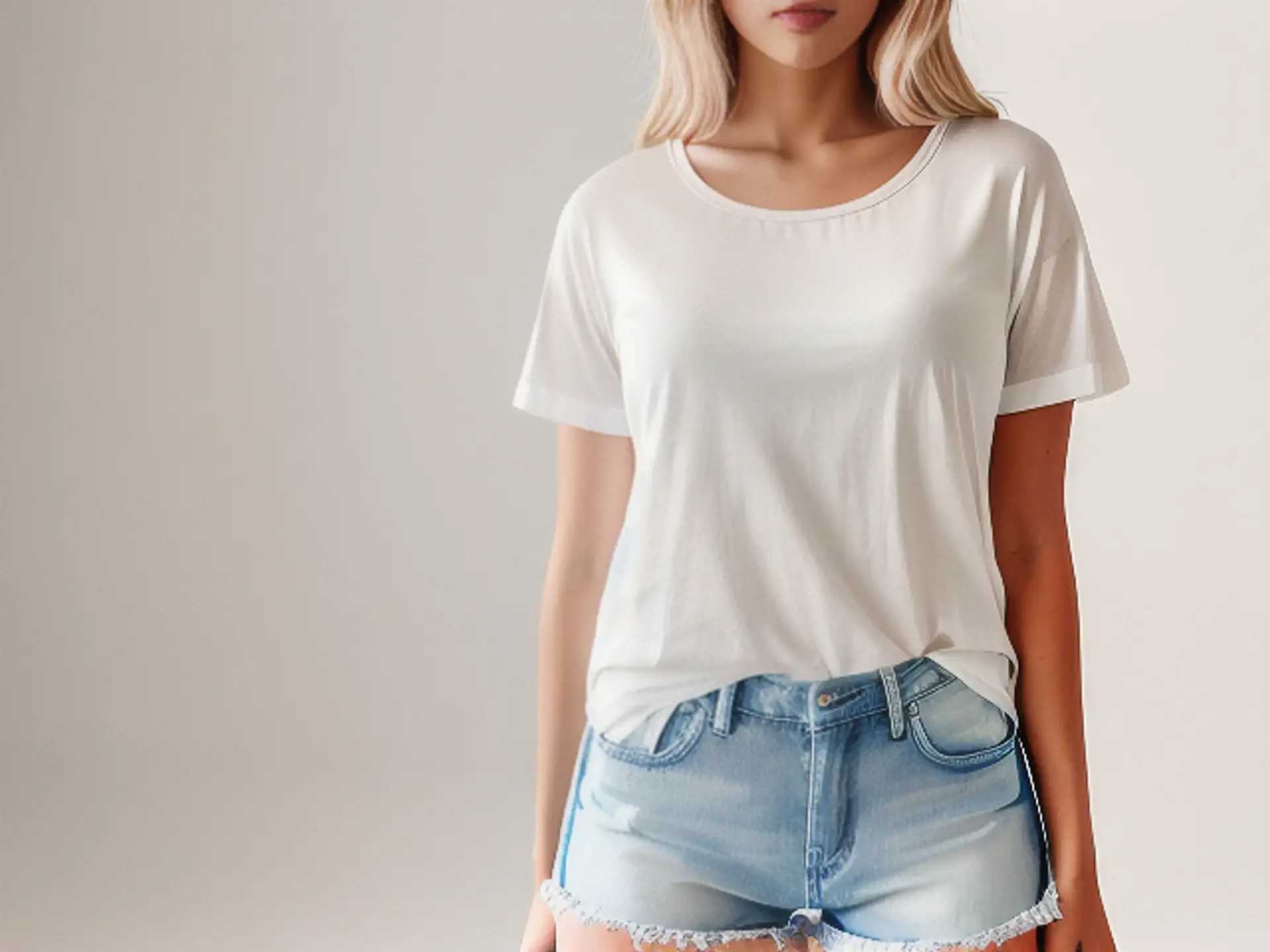 Casual zomeroutfit met basic wit t-shirt en vintage denim shorts