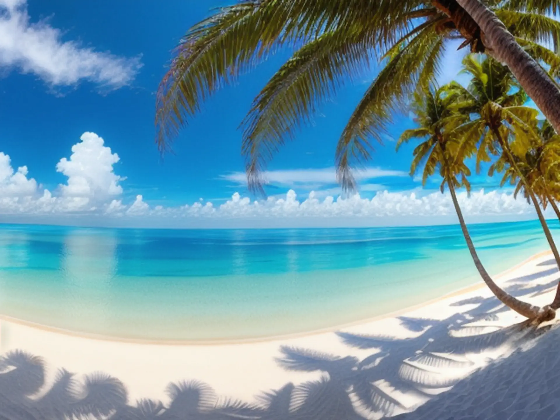 Tropisch paradijs met palmbomen aan kristalhelder turquoise water