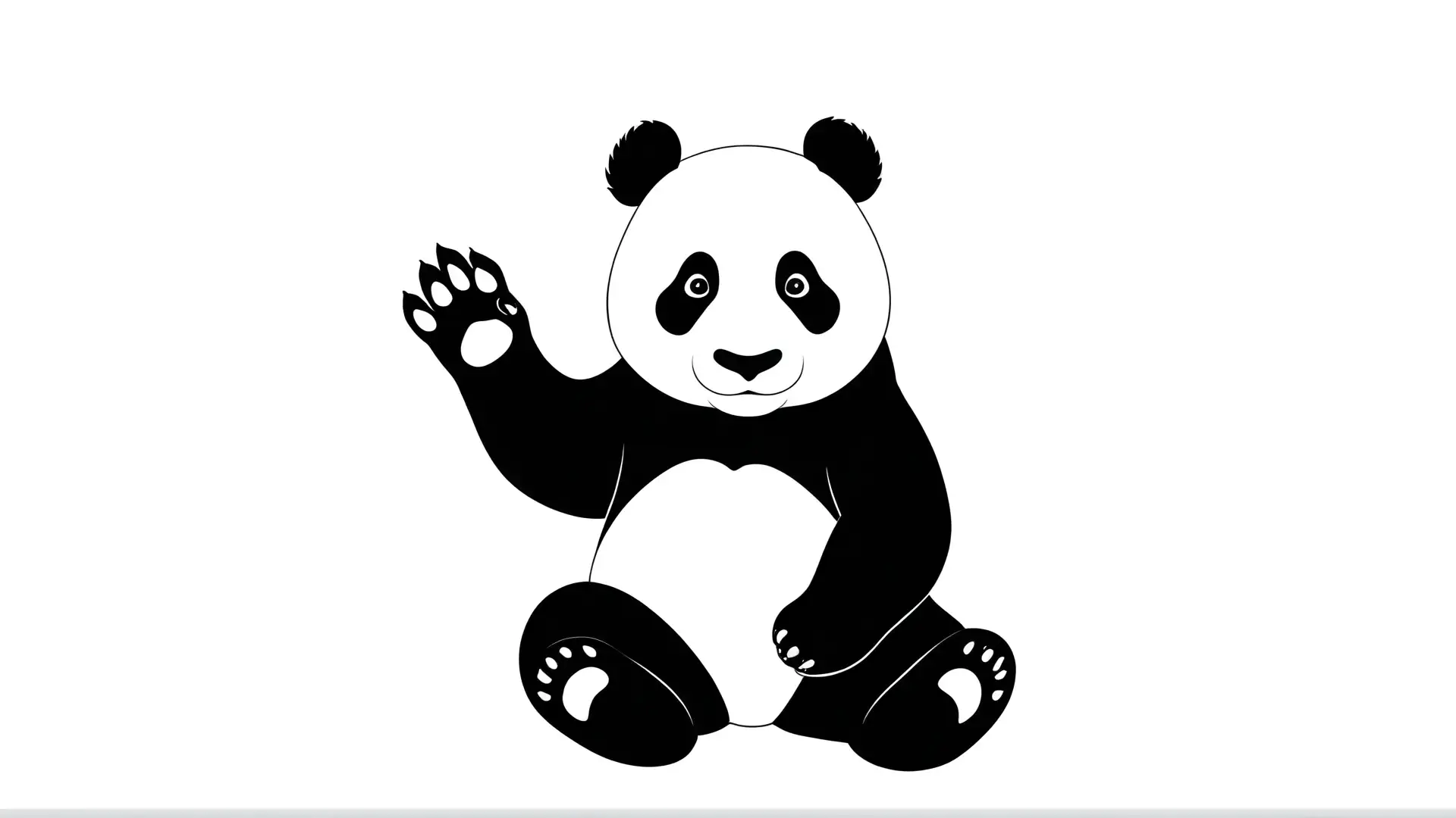 Eenvoudige Panda die Zwaait Kleurplaat