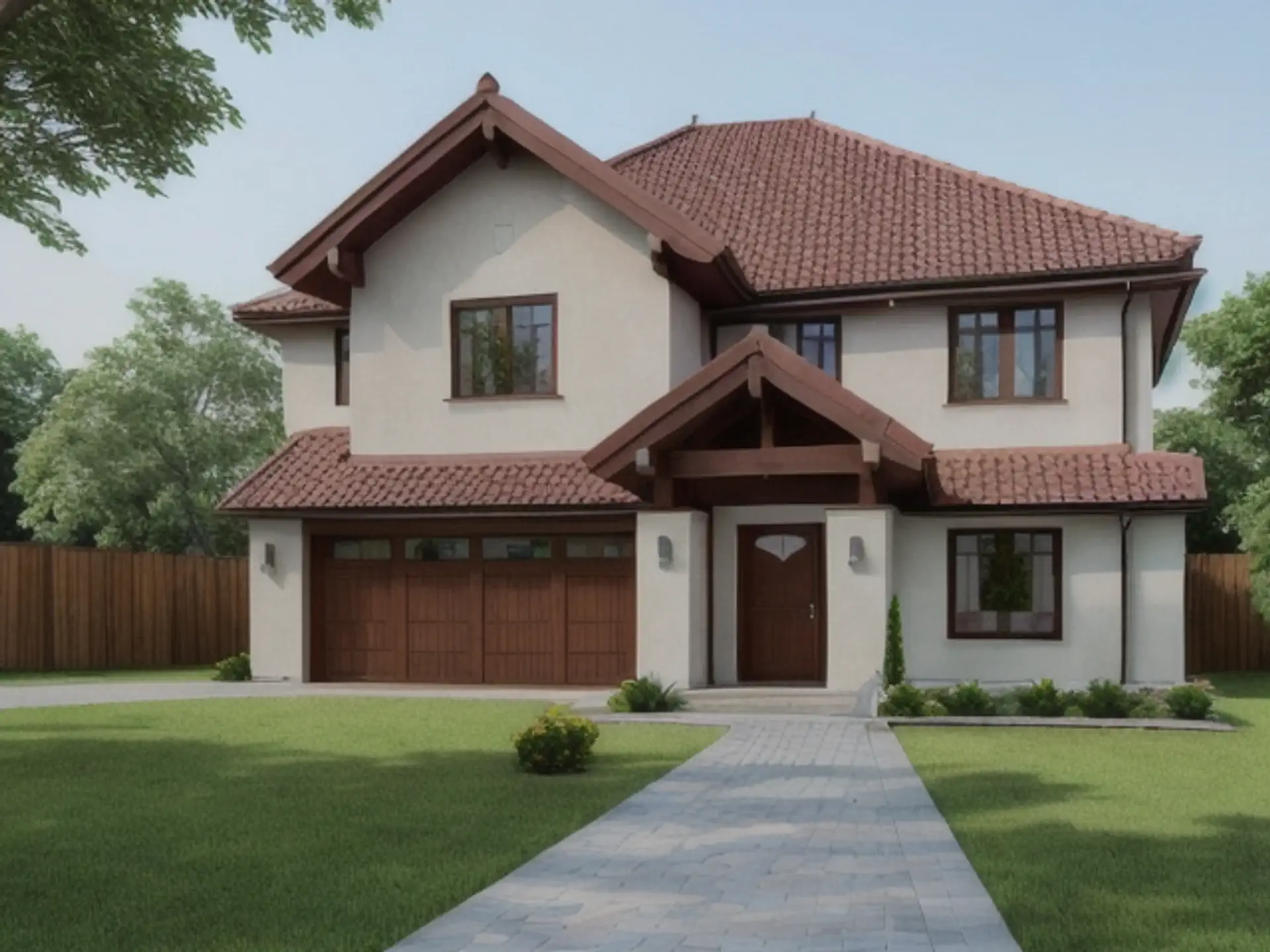 Luxe villa met garage en rode dakpannen in klassiek-moderne stijl