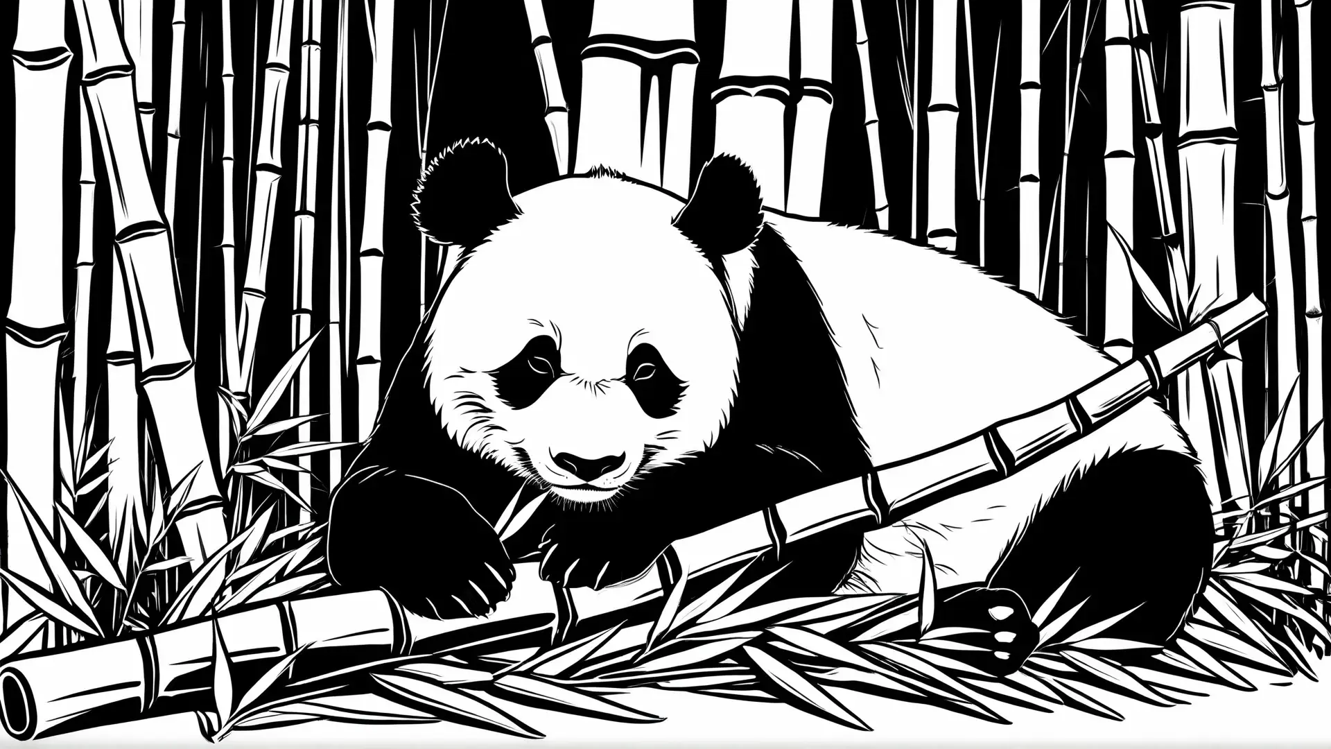 Gedetailleerde Panda in Bamboebos Kleurplaat