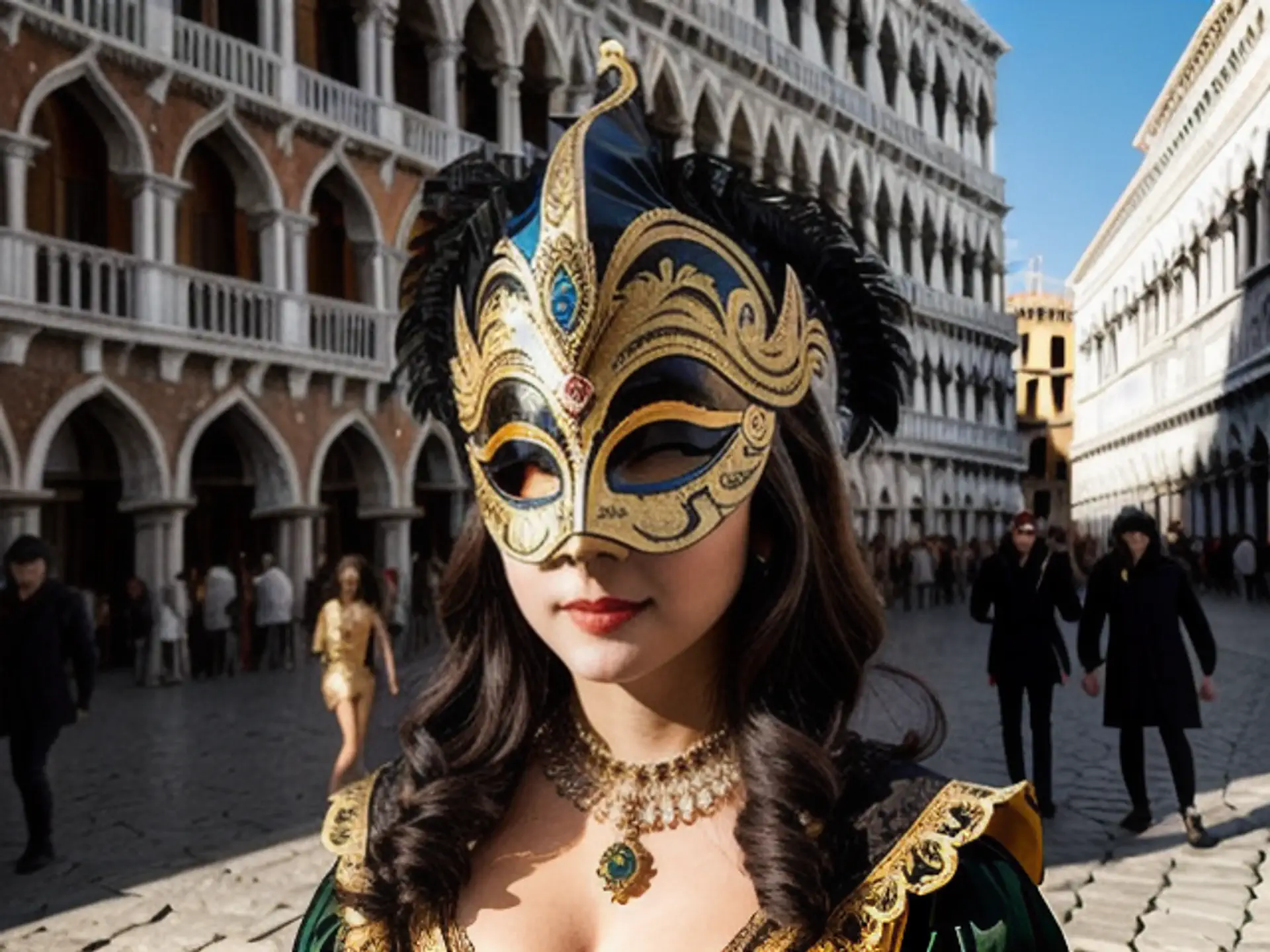 Venetiaans carnavalsmasker voor historisch Dogenpaleis in Venetië