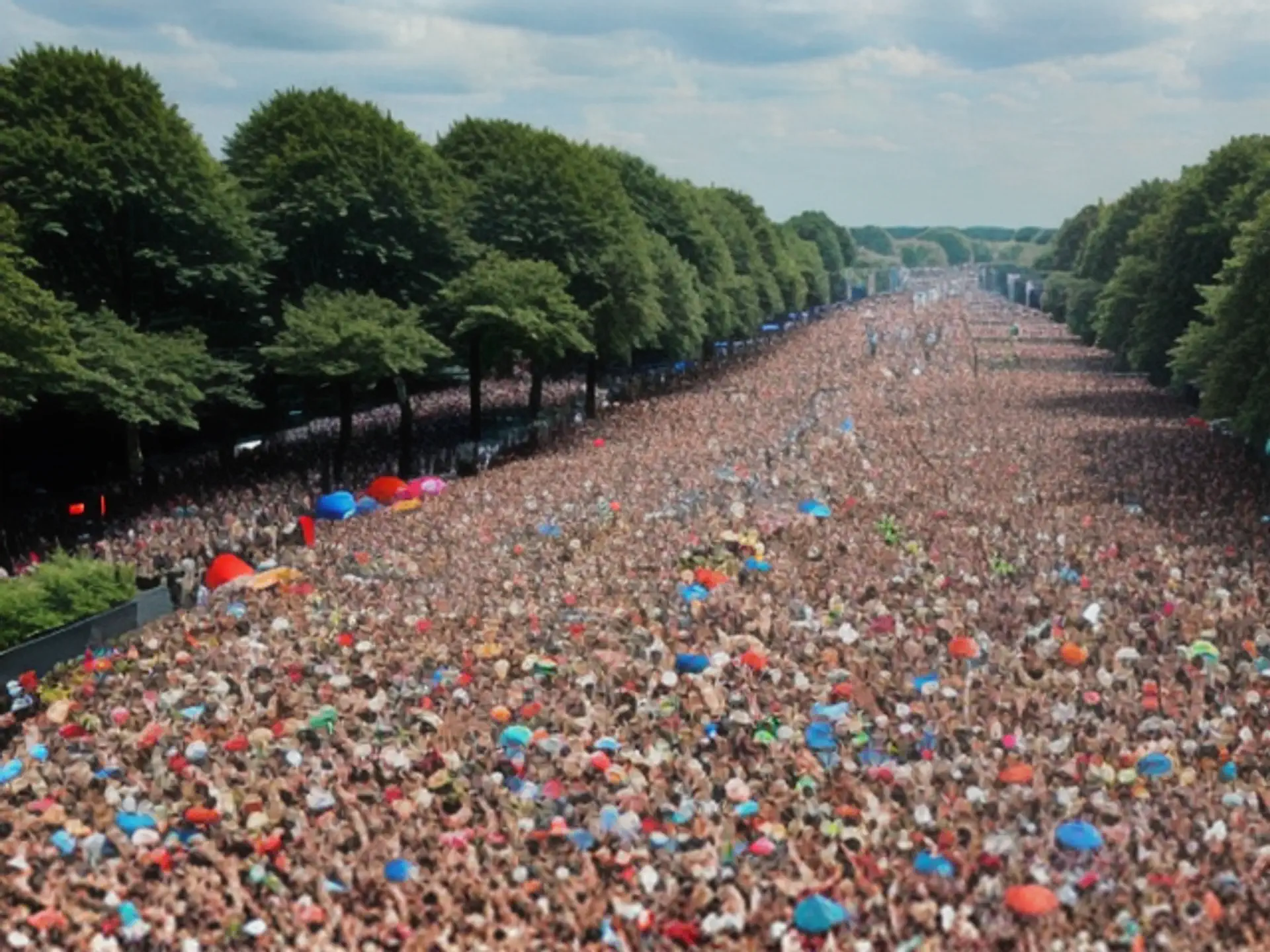 Massaal openluchtfestival met duizenden bezoekers tussen groene lanen