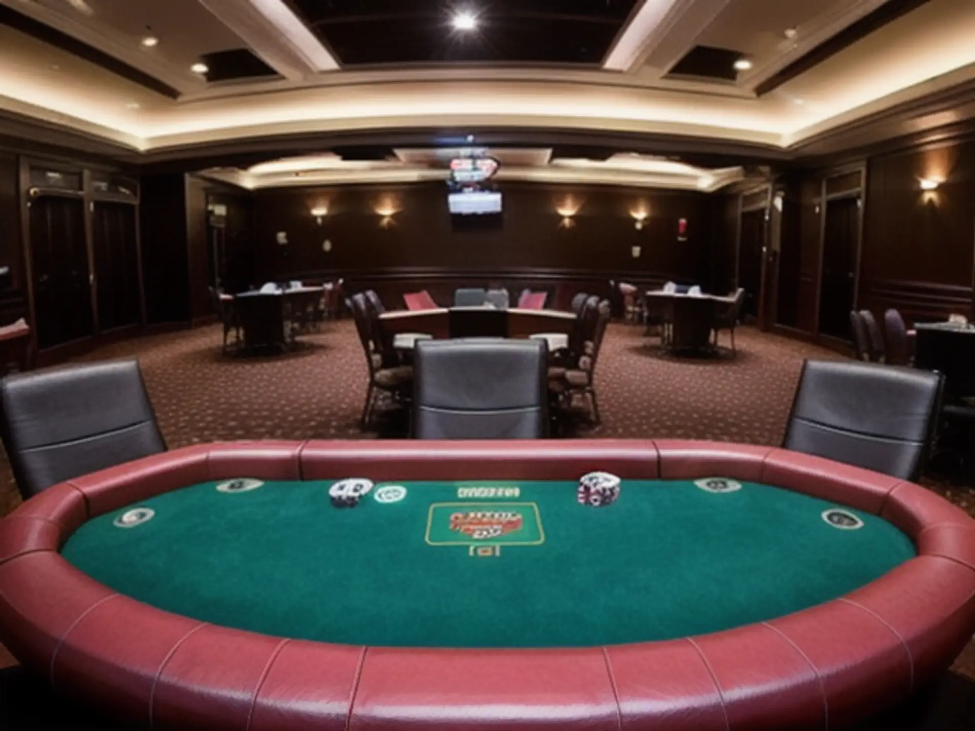 Luxe pokerzaal met professionele tafels in casino-sfeer