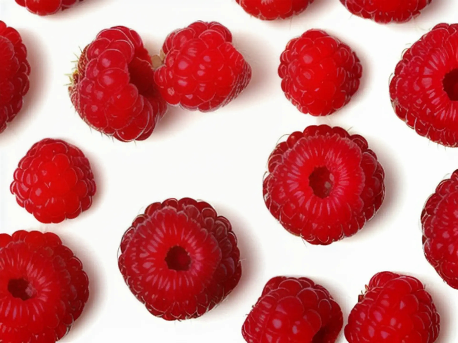 Verse rode frambozen op witte achtergrond - close-up fruit patroon