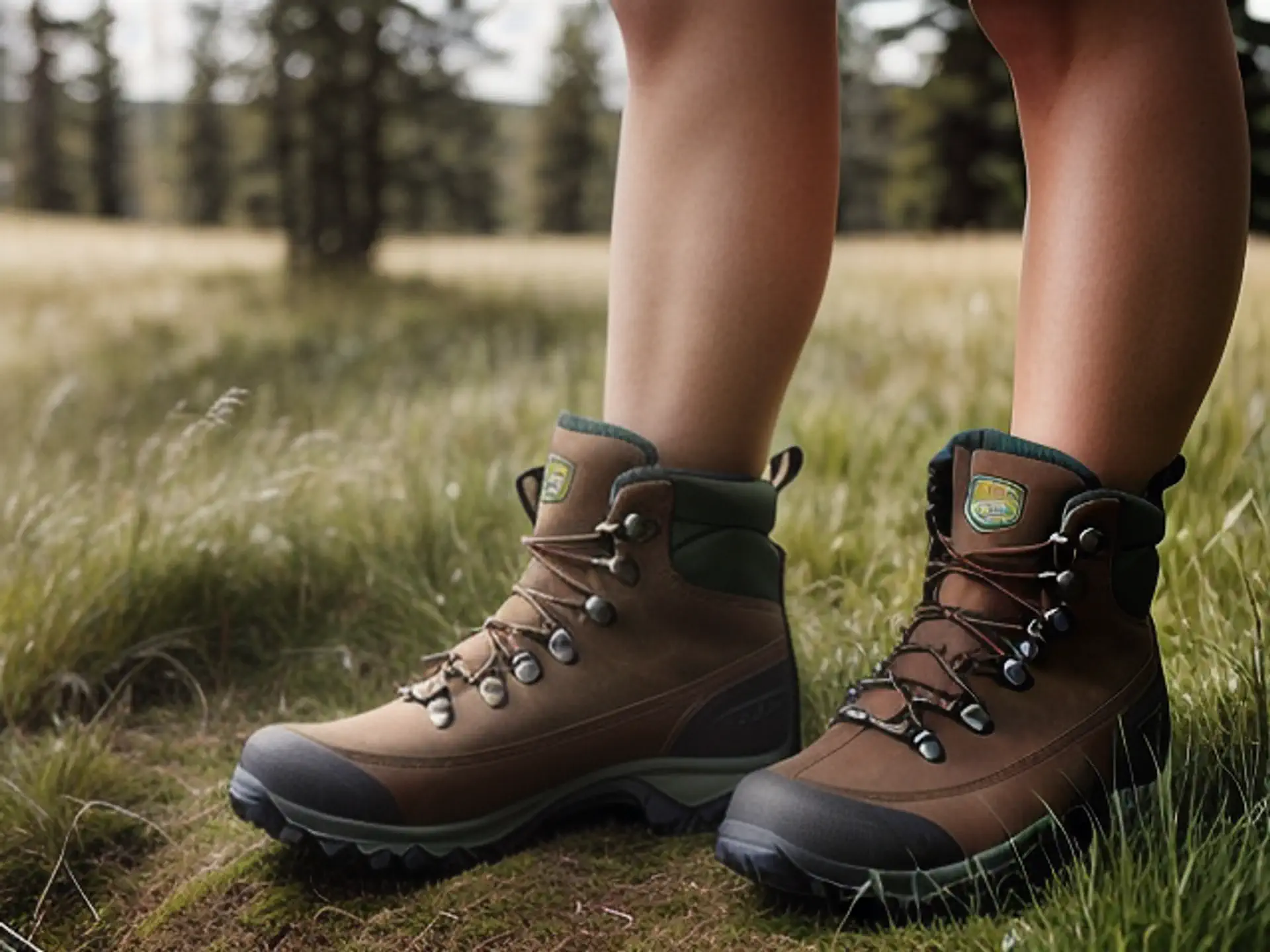 Robuuste wandelschoenen in natuurlijke omgeving tijdens zomerwandeling