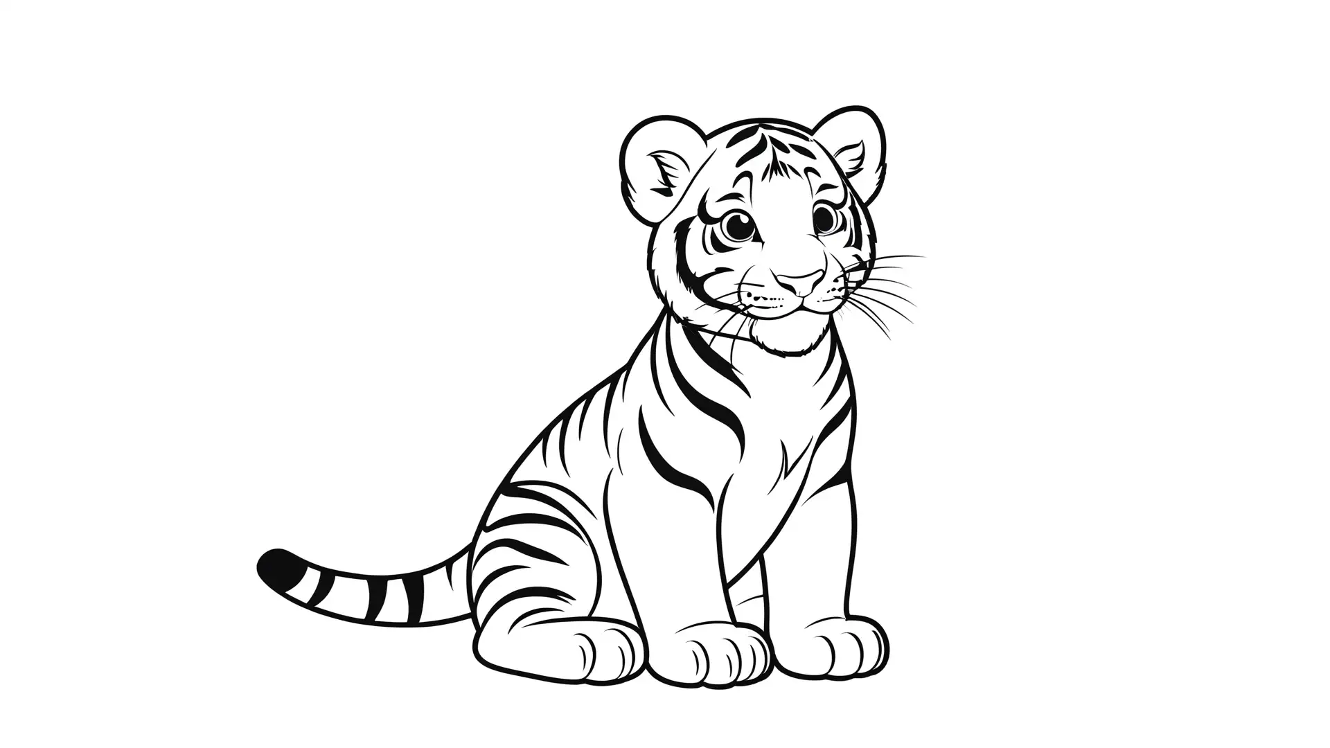 Vrolijke Zittende Tijger Kleurplaat