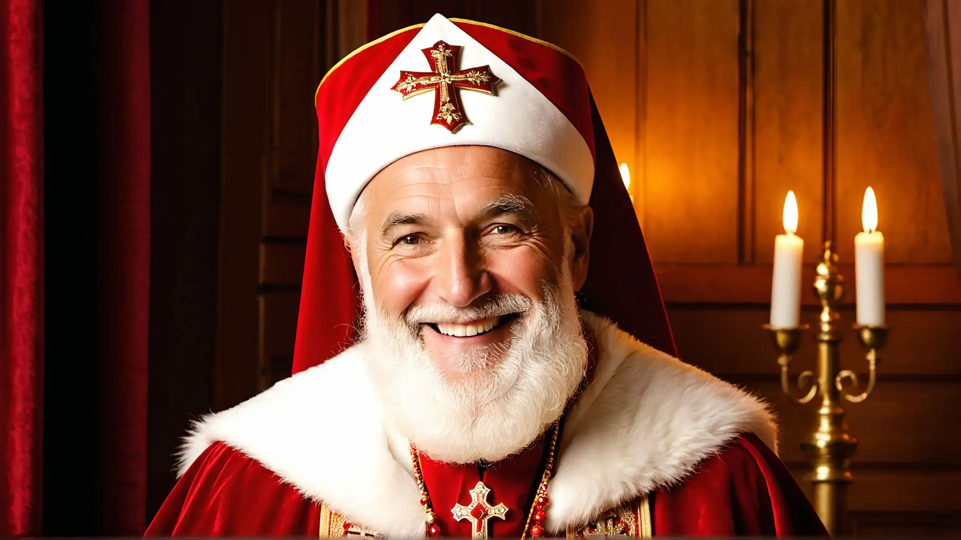 Traditionele Sinterklaas portretfoto met kaarslicht en feestelijke