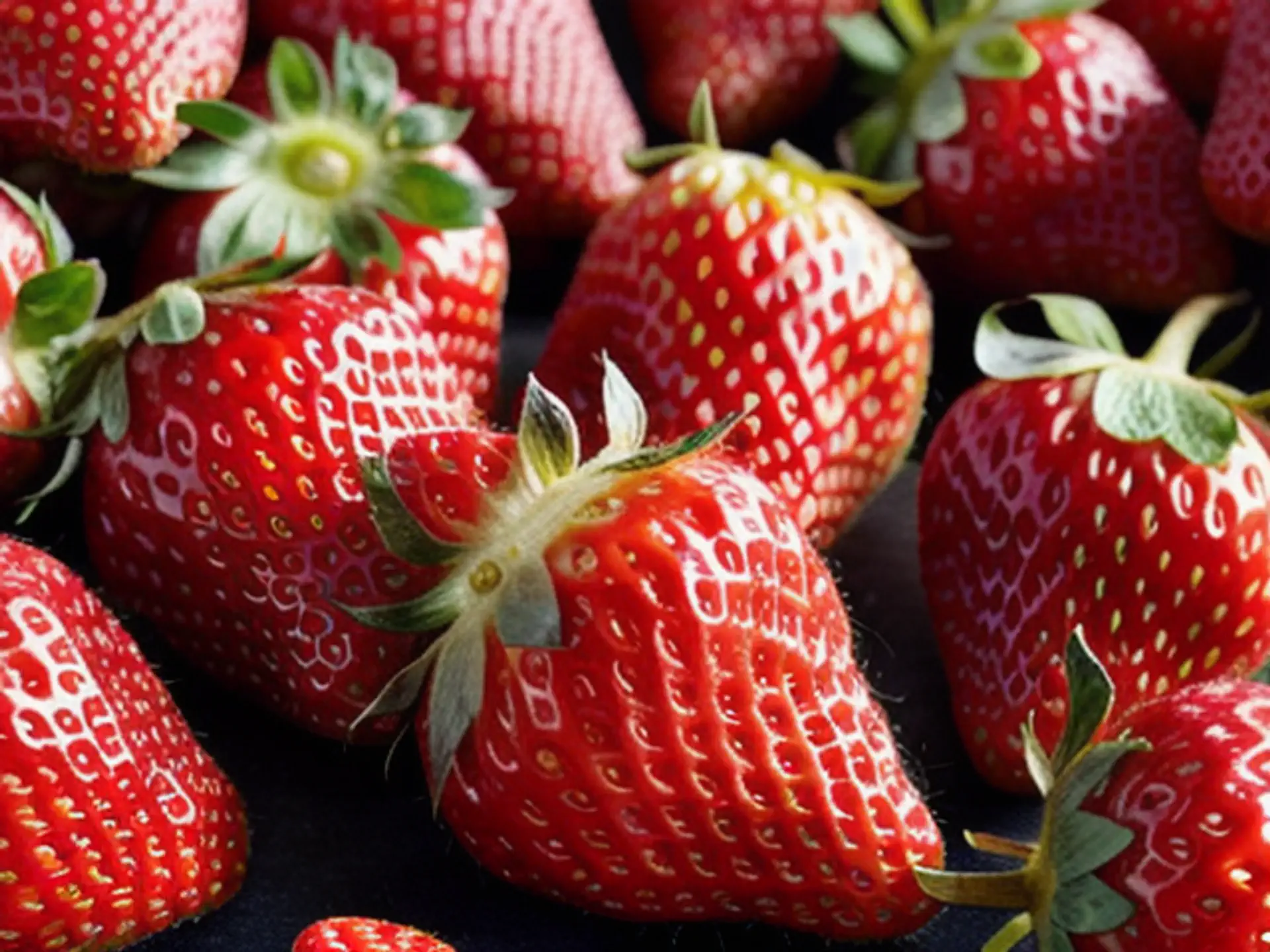 Sappige verse aardbeien in close-up op donkere achtergrond