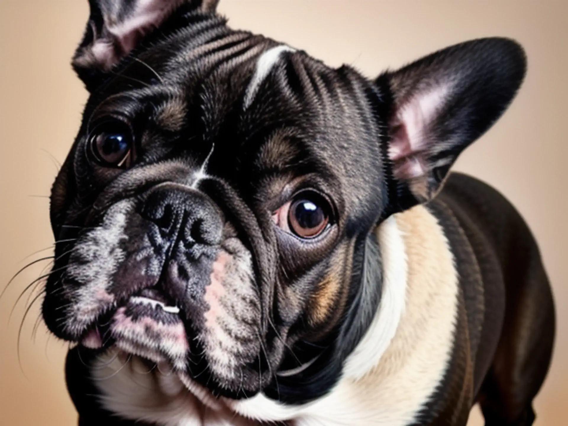 Schattige Franse Buldog close-up portret met karakteristieke blik