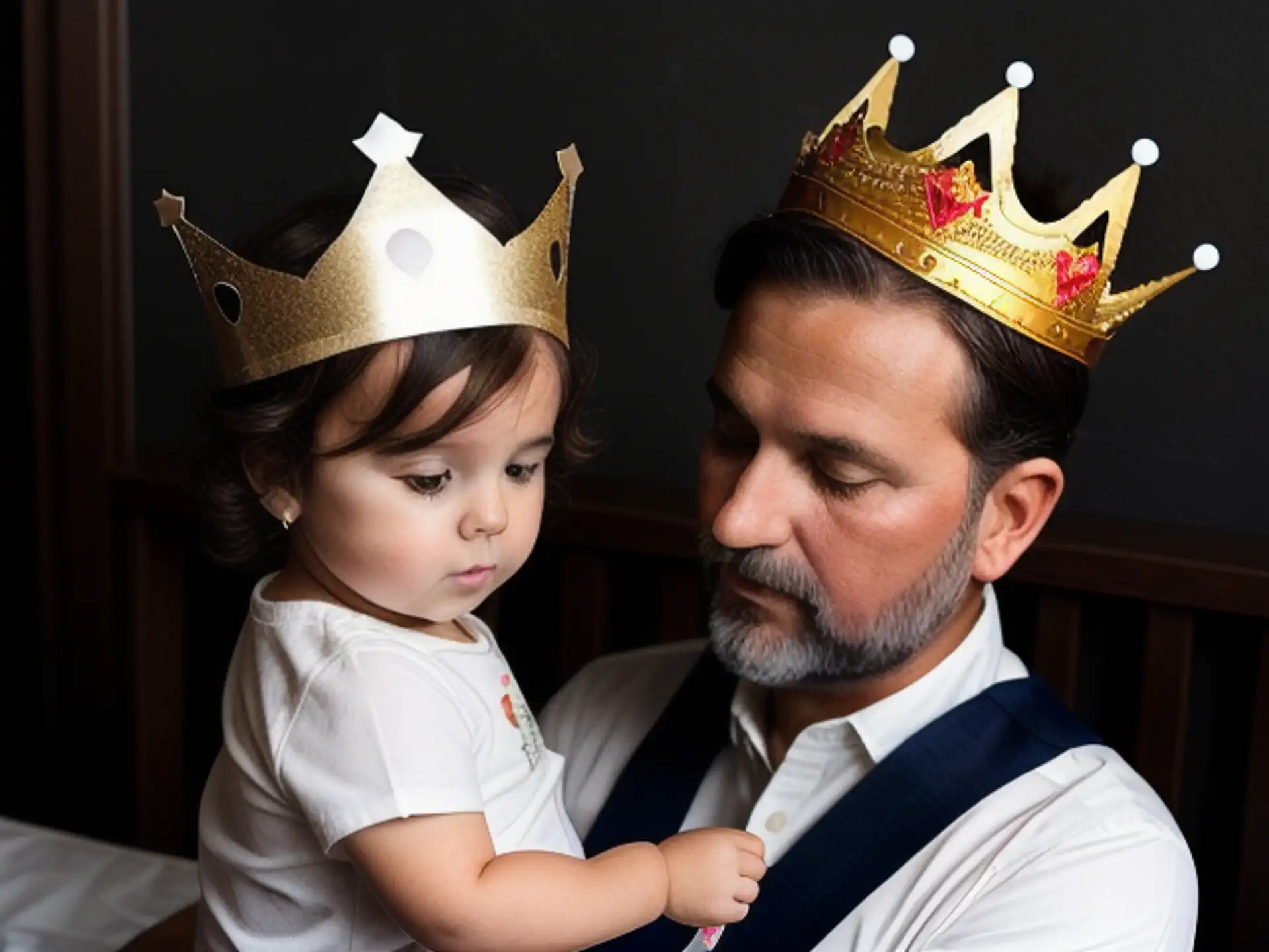 Stijlvolle kronen voor vaderdag fotoshoot met peuter en papa