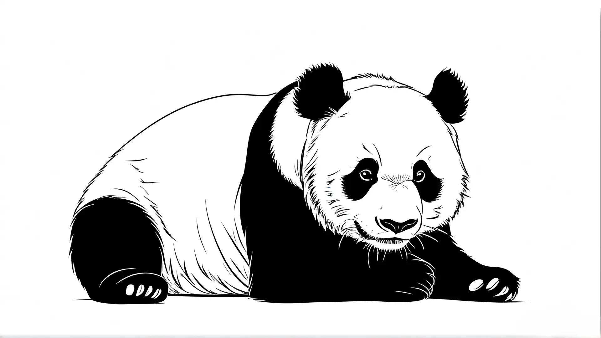 Liggende Panda Kleurplaat Realistische Stijl voor Kinderen