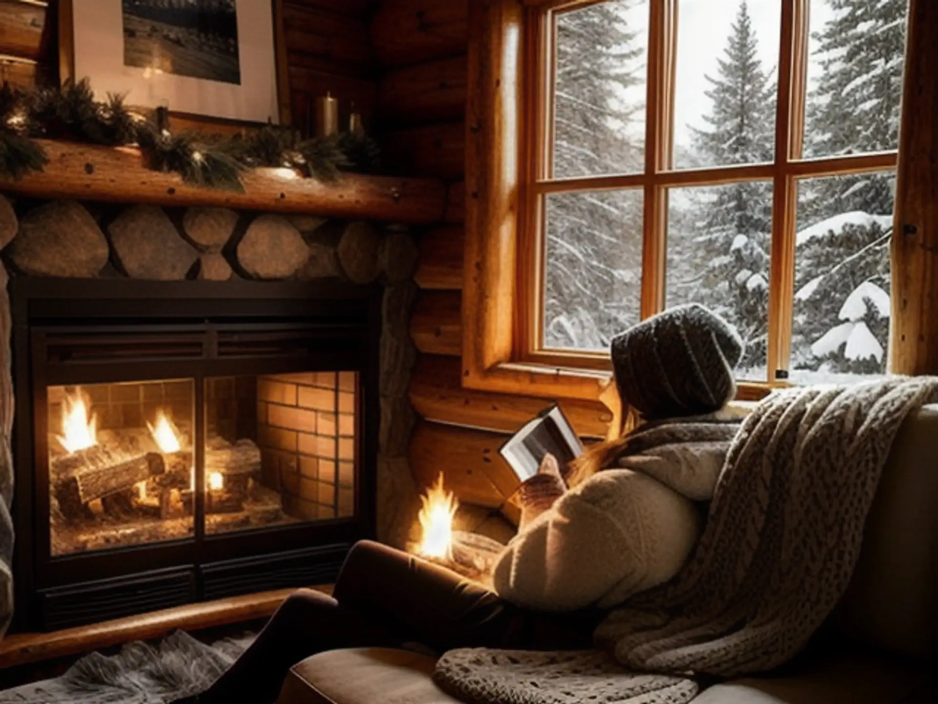 Knus winterverblijf met open haard en besneeuwd berglandschap