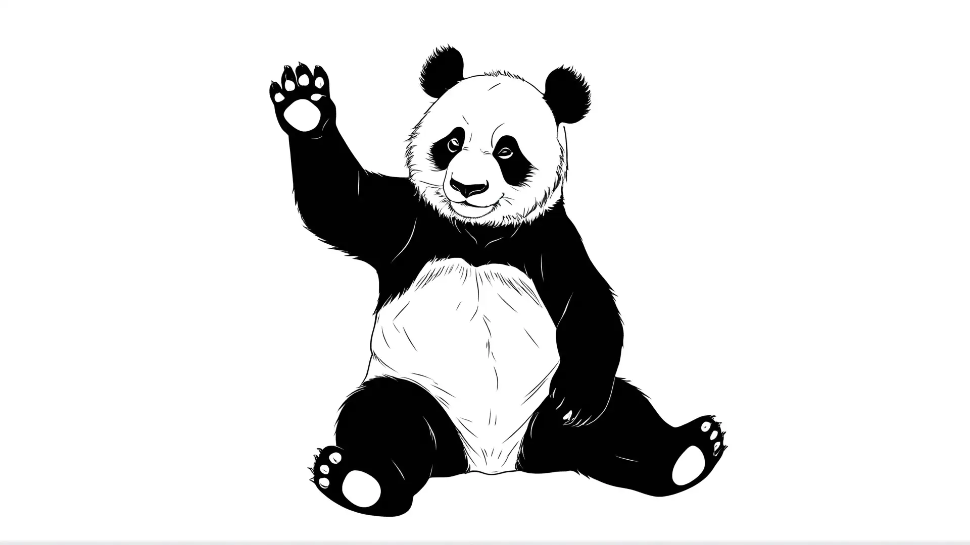 Panda die Zwaait Kleurplaat