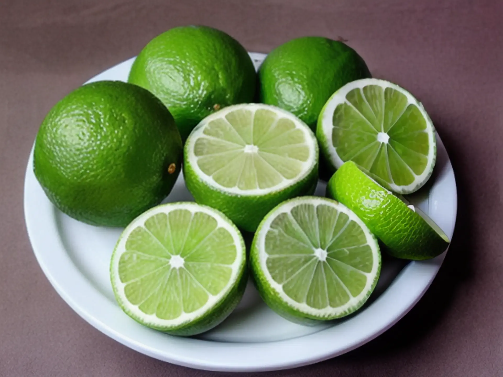 Verse limoenen op wit bord: sappige citrusvruchten in close-up