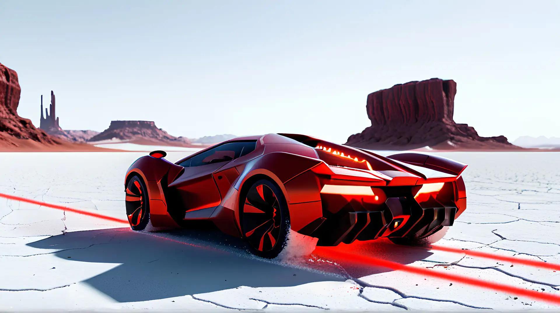 Rode Futuristische Hypercar in Monument Valley 4K Wallpaper