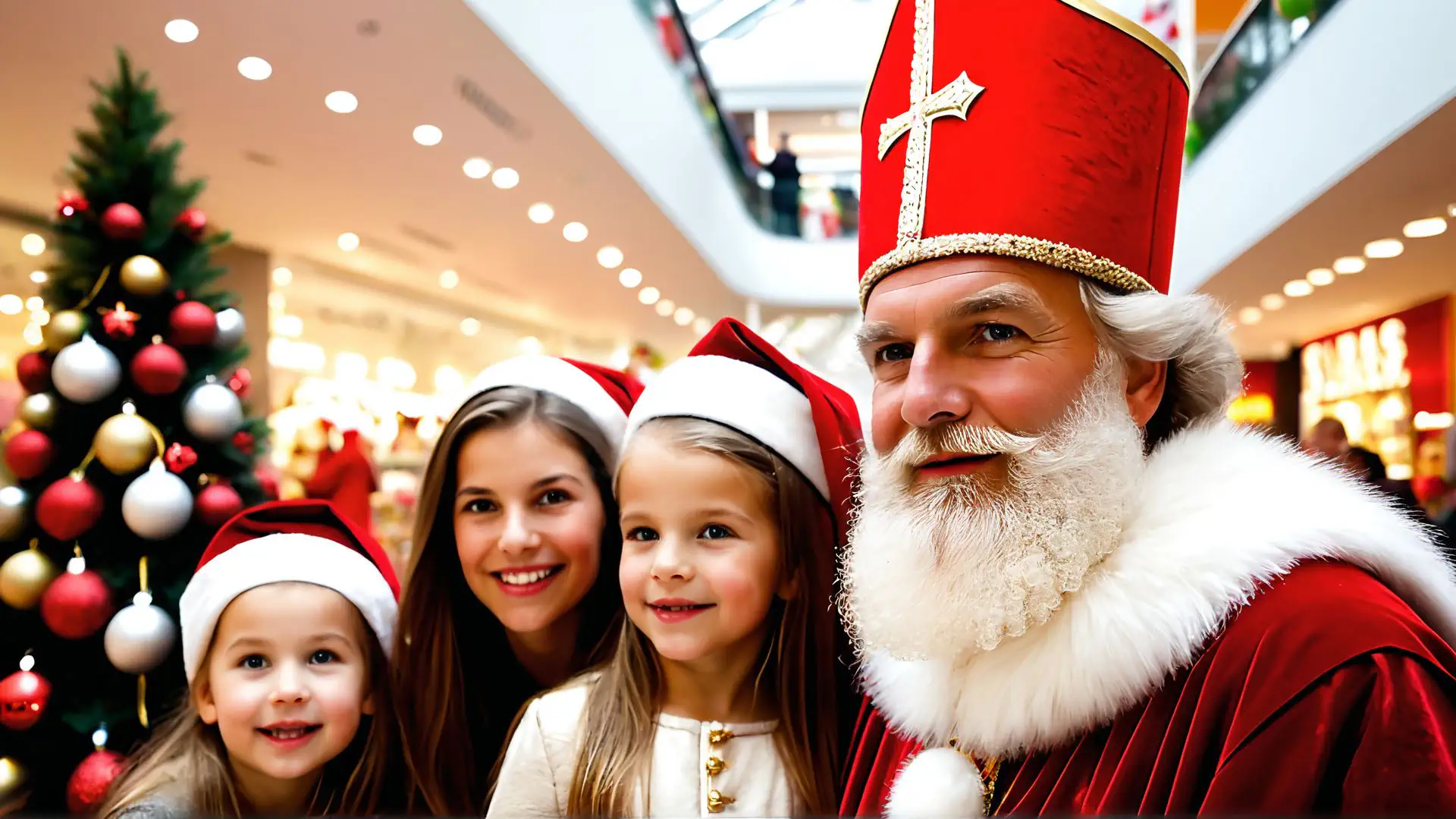 Sinterklaas bezoekt winkelcentrum tijdens feestelijke decembermaand