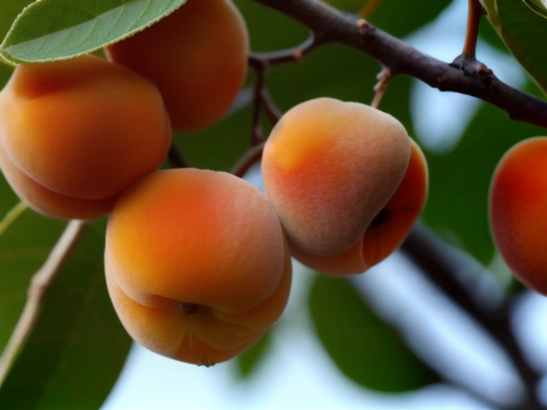 Rijpe abrikozen aan tak met sappig oranje fruit