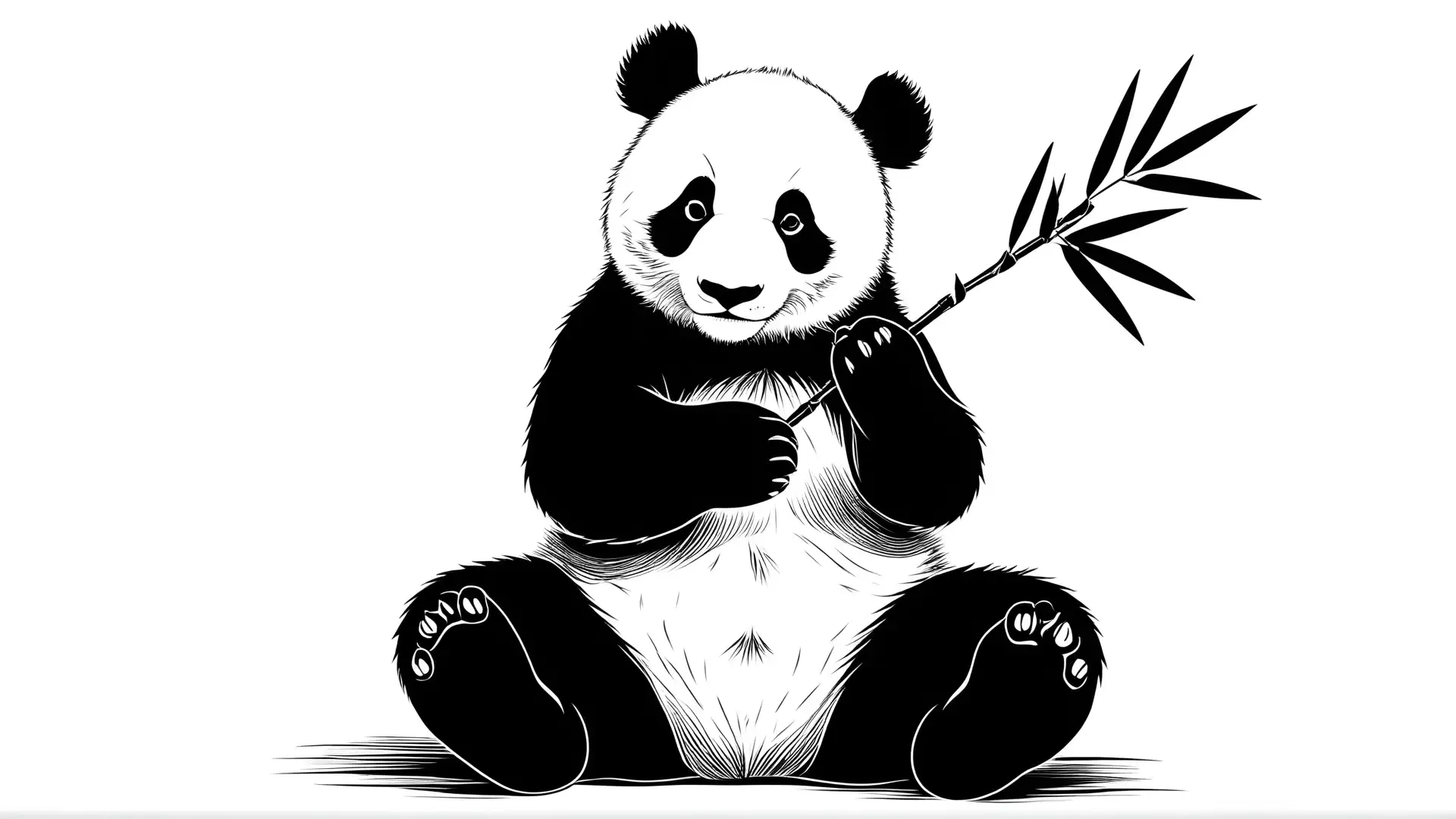 Panda met Bamboe Kleurplaat