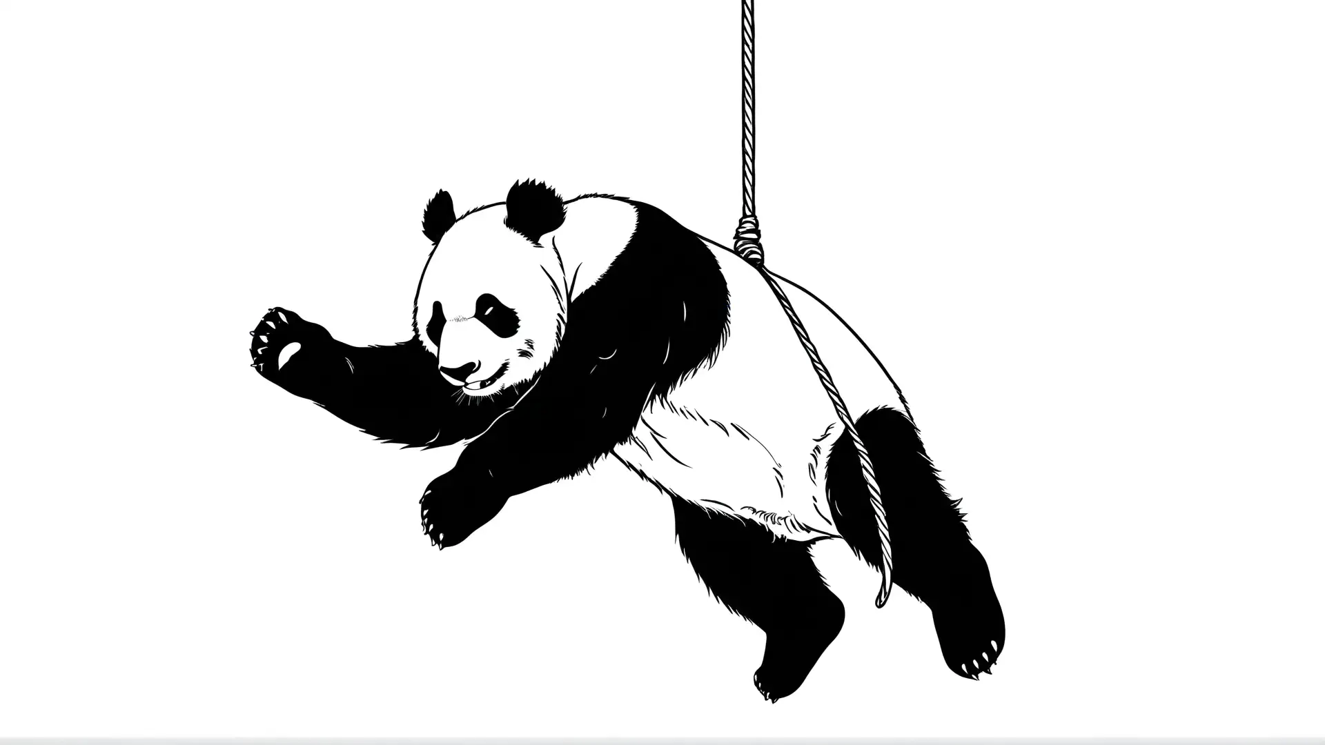Panda Swingt aan Touw Kleurplaat