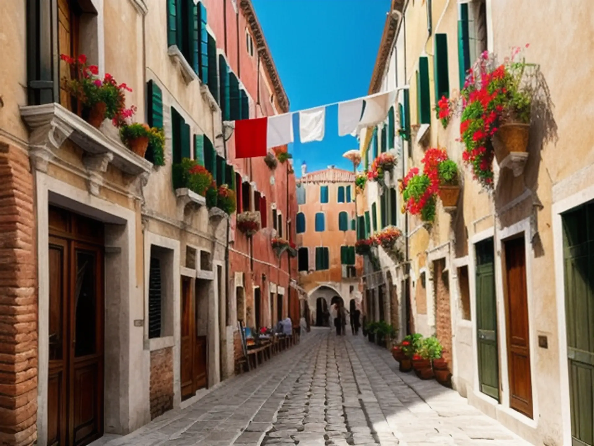 Schilderachtig Italiaans straatje met bloemen en gekleurde gevels