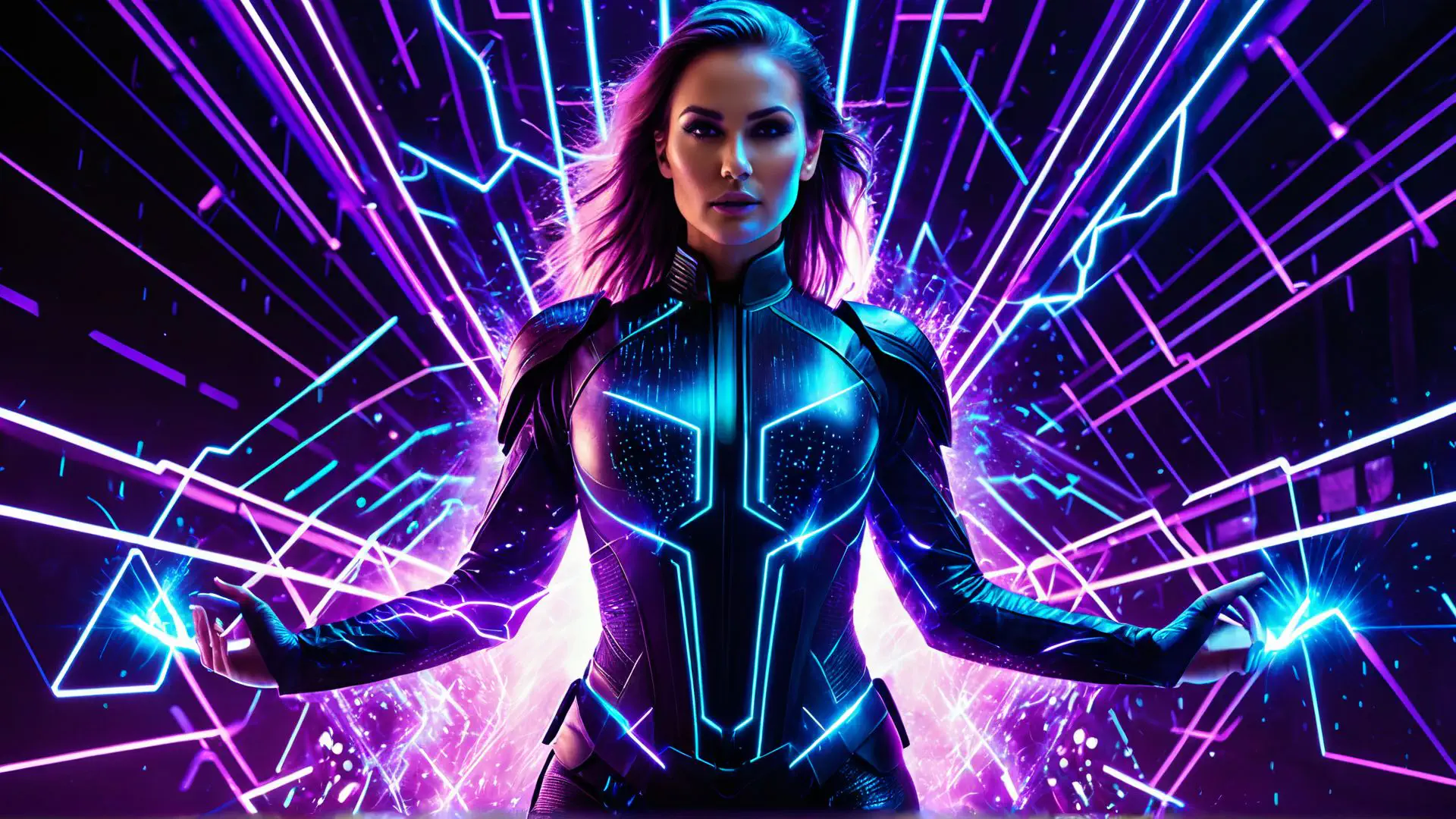 Futuristisch neon portret met cyberpunk stijl en lichteffecten