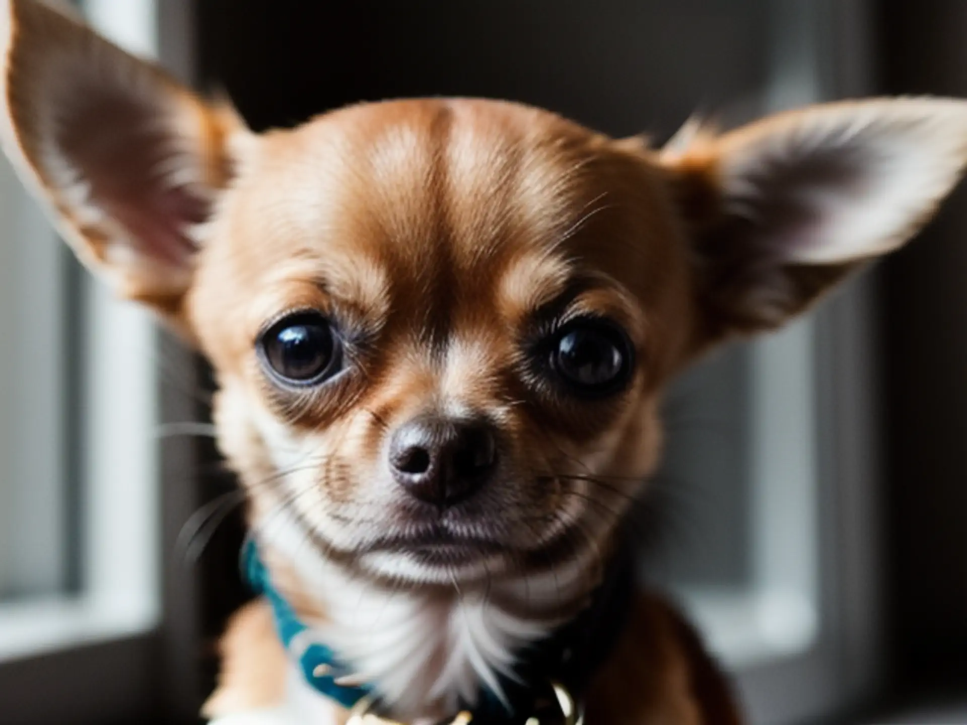 Schattige Chihuahua puppy close-up portret met grote expressieve ogen