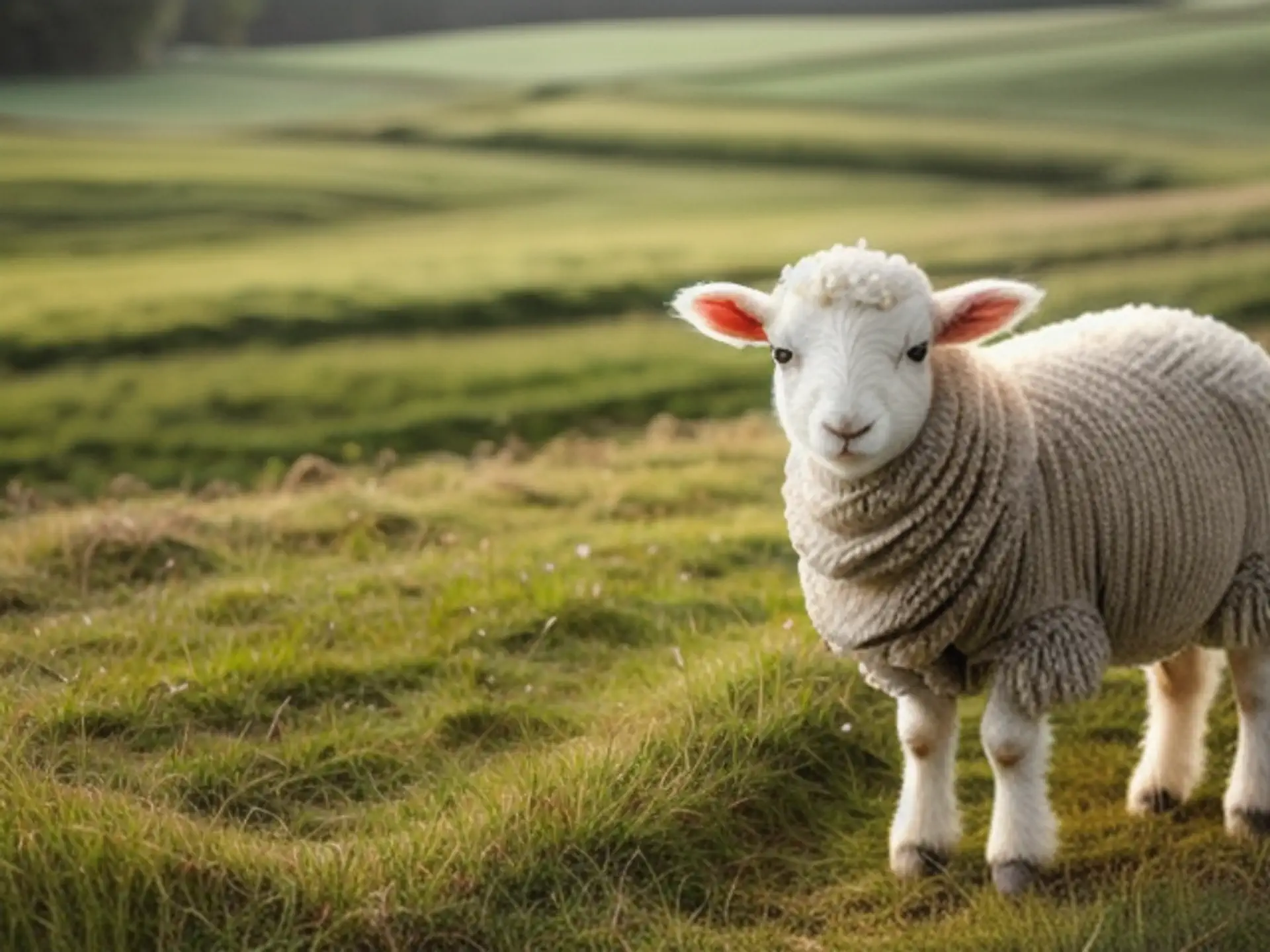 Schattig lammetje in lenteweide tijdens gouden uurtje
