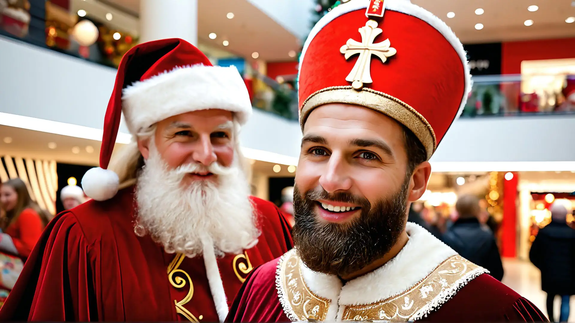 Kerstman en Sinterklaas samen op feestelijk winterevenement