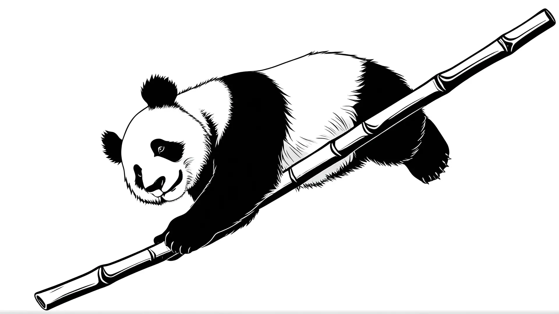 Klimmende Panda op Bamboe Kleurplaat