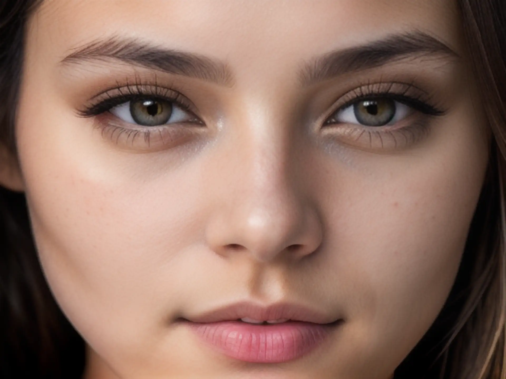 Professionele close-up van natuurlijke make-up en expressieve ogen