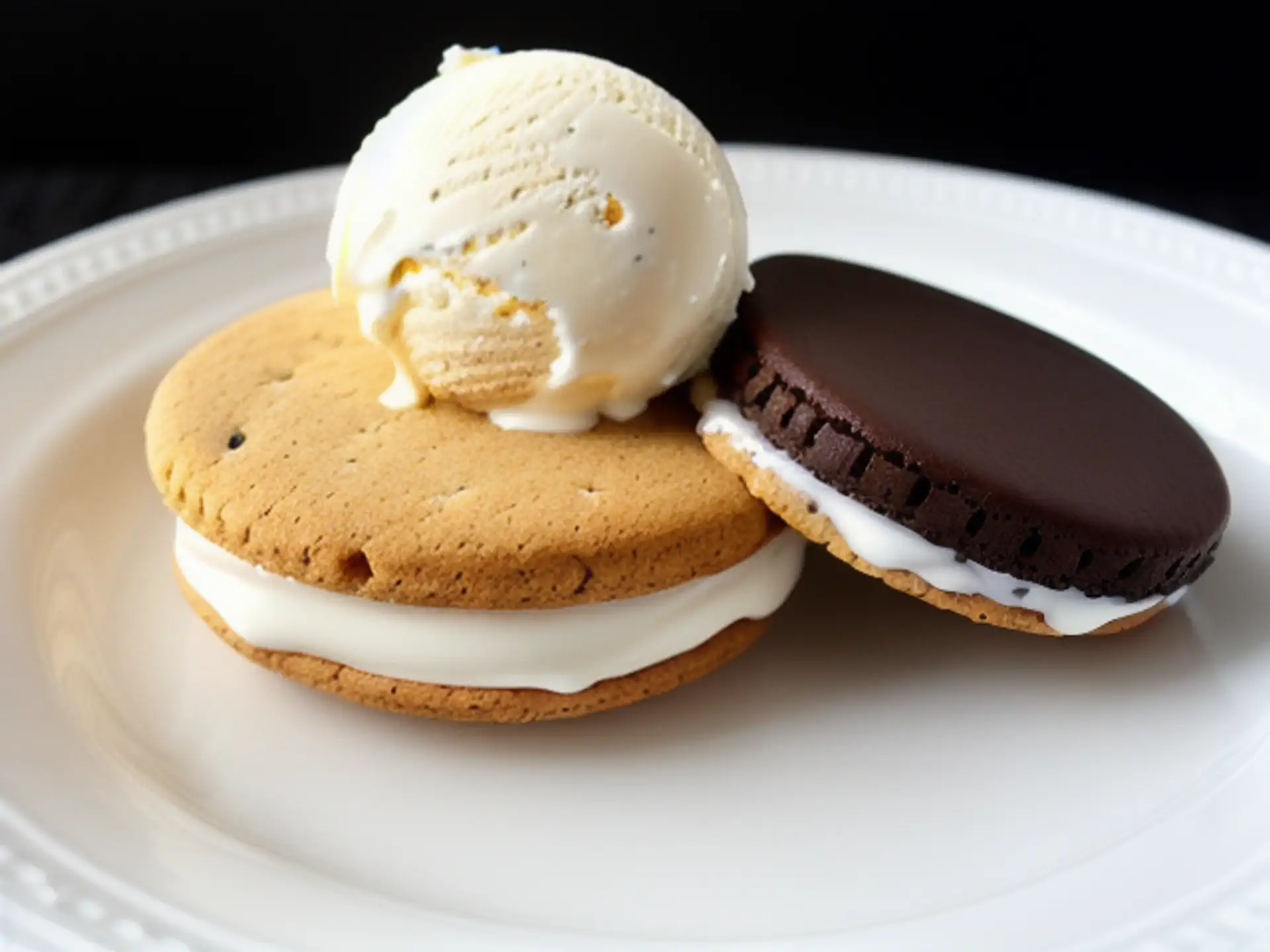 Luxe roomijs sandwich koekjes met vanille en chocolade variatie