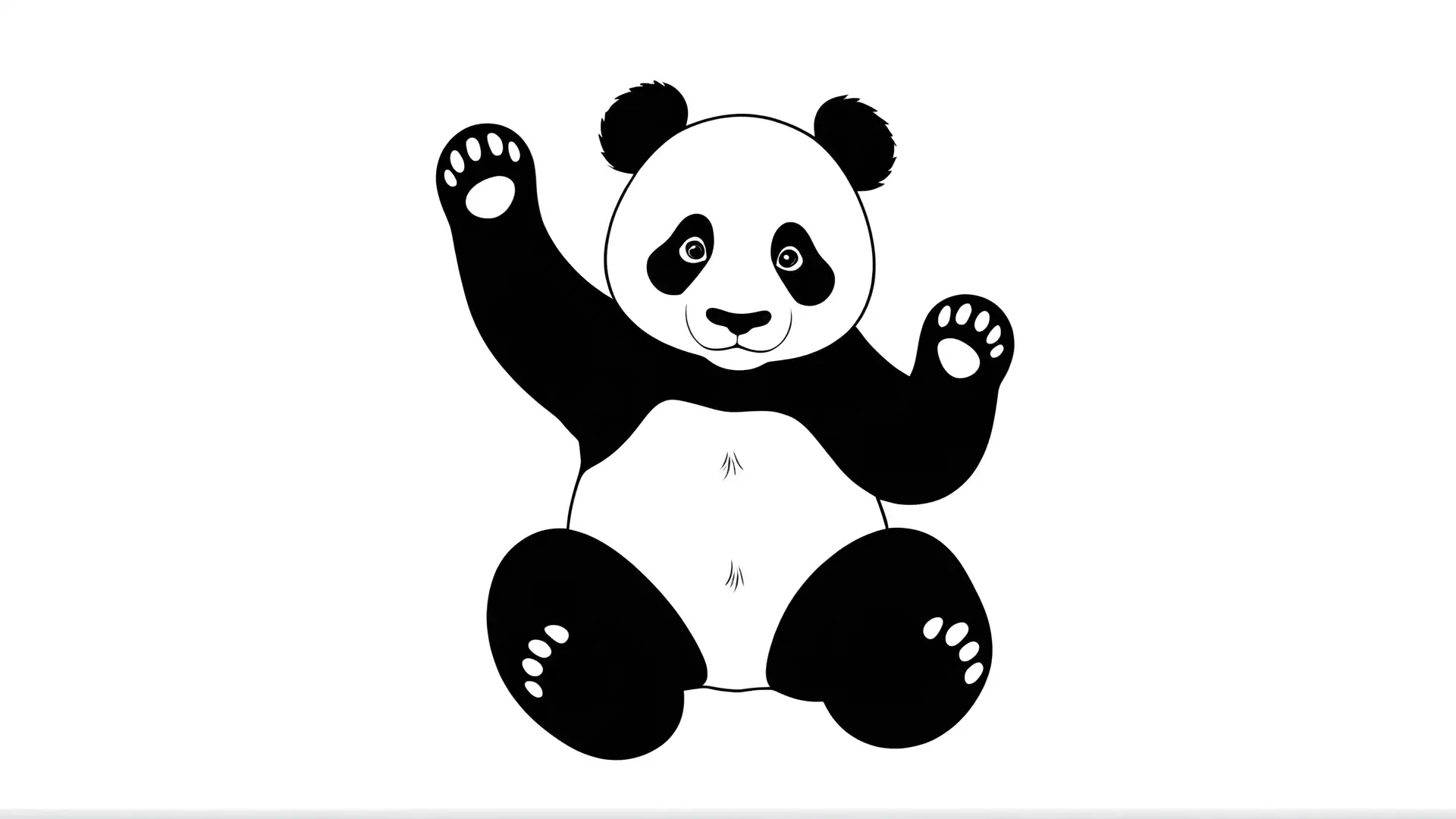 Vrolijke Panda met Armen Omhoog Kleurplaat