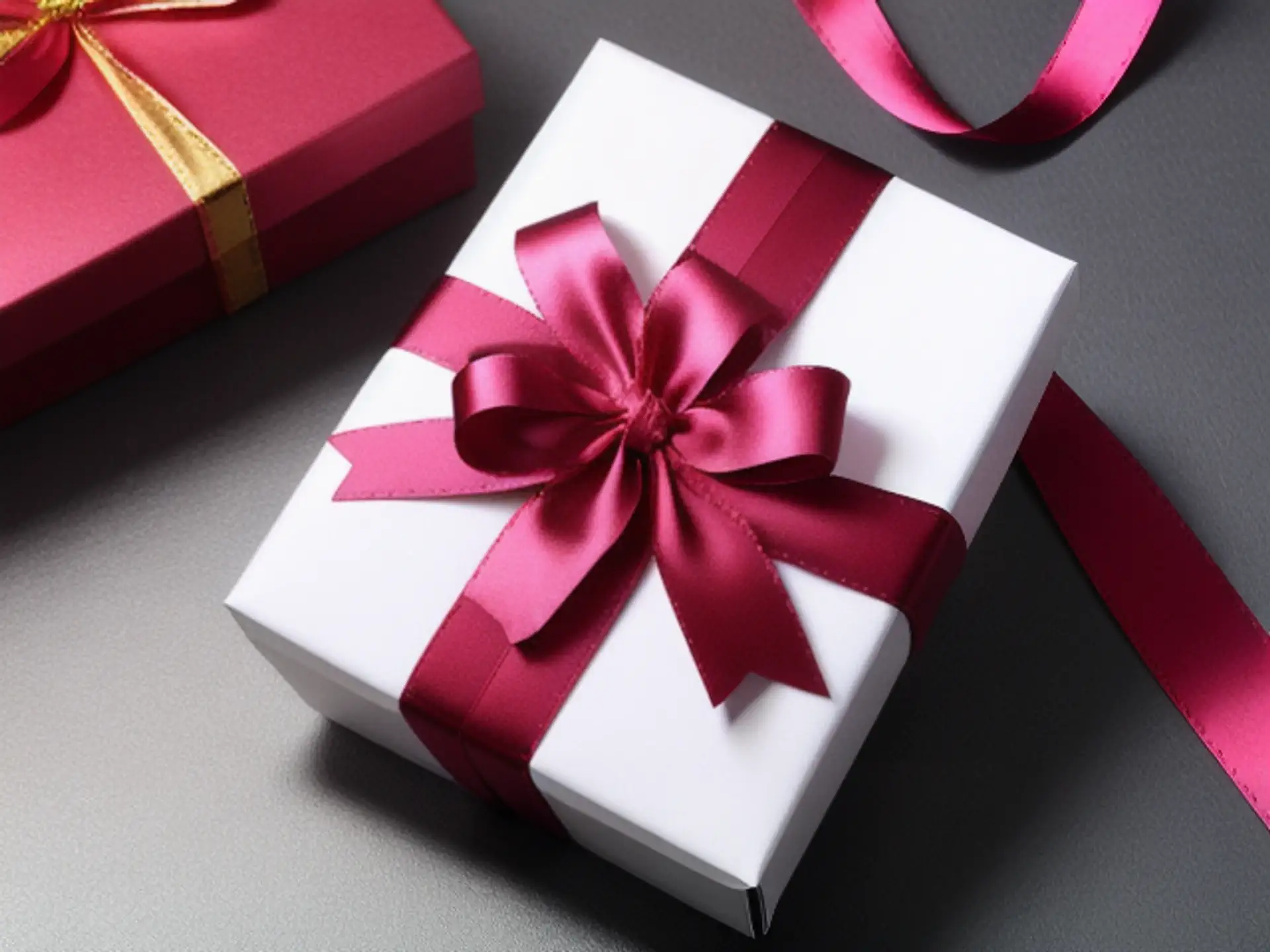 Stijlvol wit cadeau met roze satijnen strik voor speciale gelegenheid