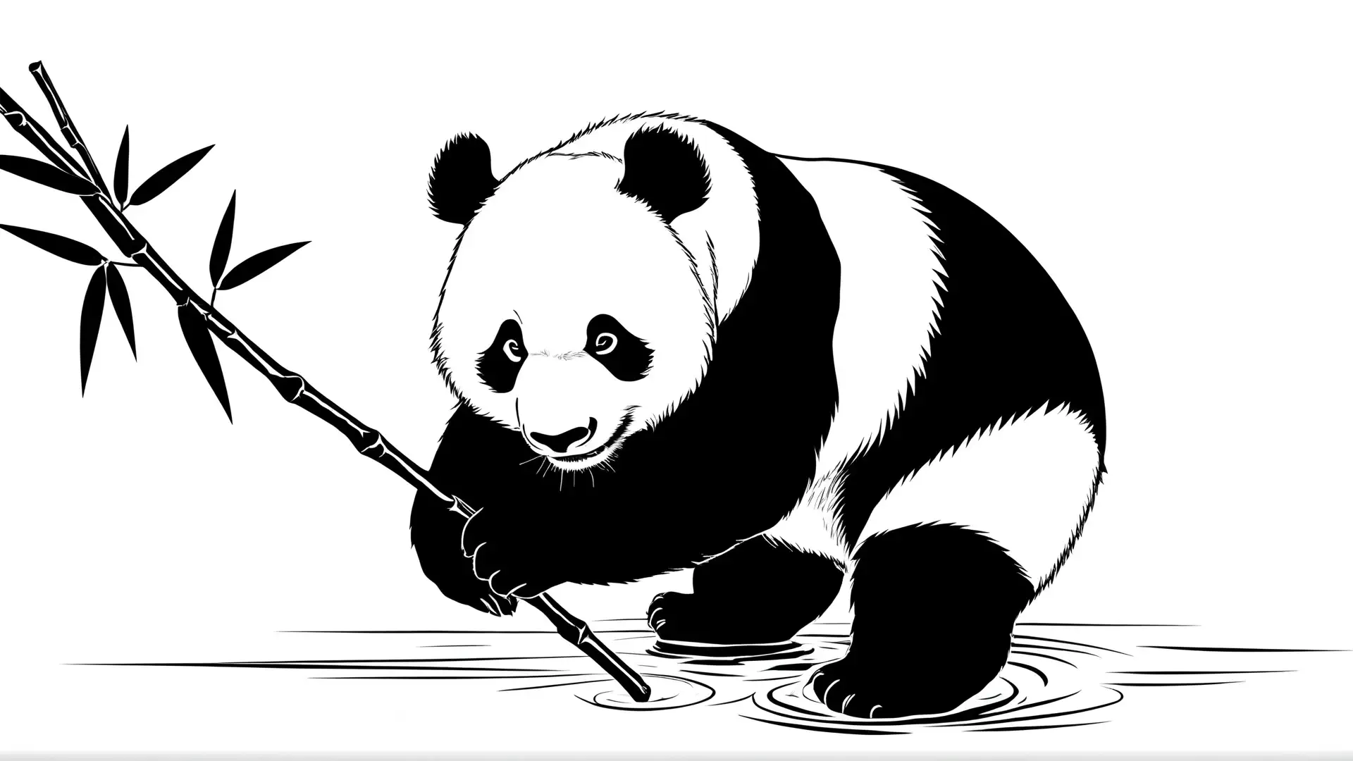 Panda Drinkt Water Kleurplaat