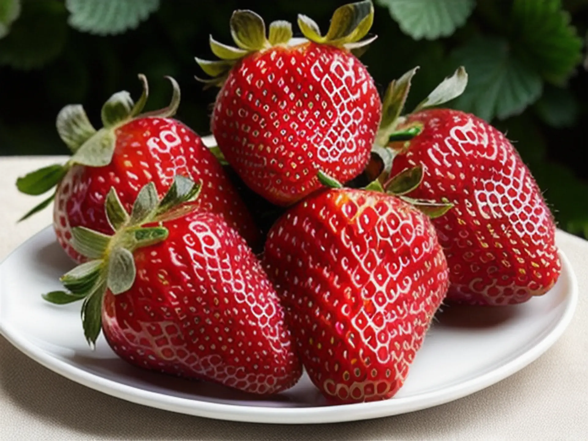 Verse rijpe aardbeien op wit bord - sappig zomerfruit close-up