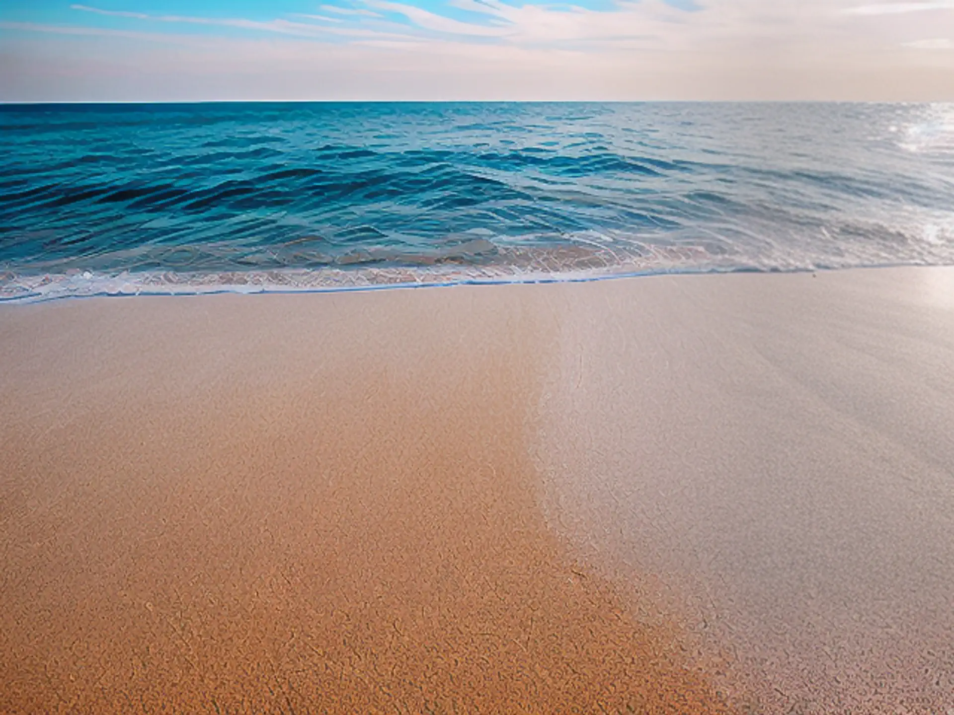 Rustgevend zeegezicht met turquoise water en goudkleurig zandstrand