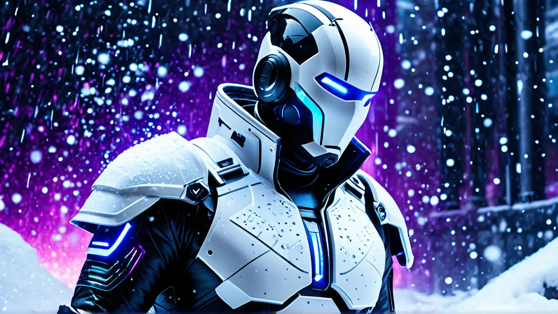 Futuristisch robotharnas in winterse sciencefiction setting