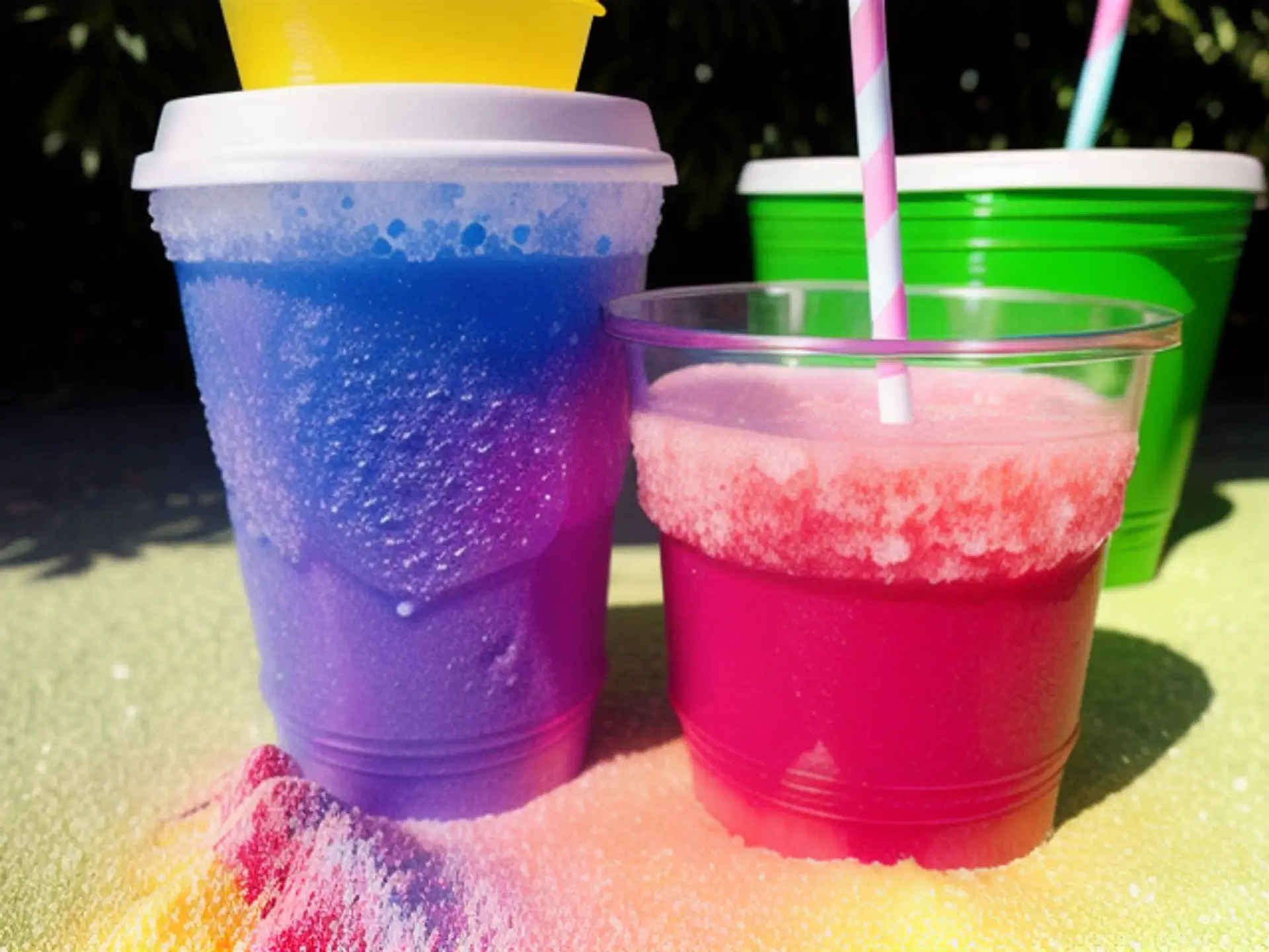 Kleurrijke zomerdrankjes met rietje in vrolijke regenboogkleuren