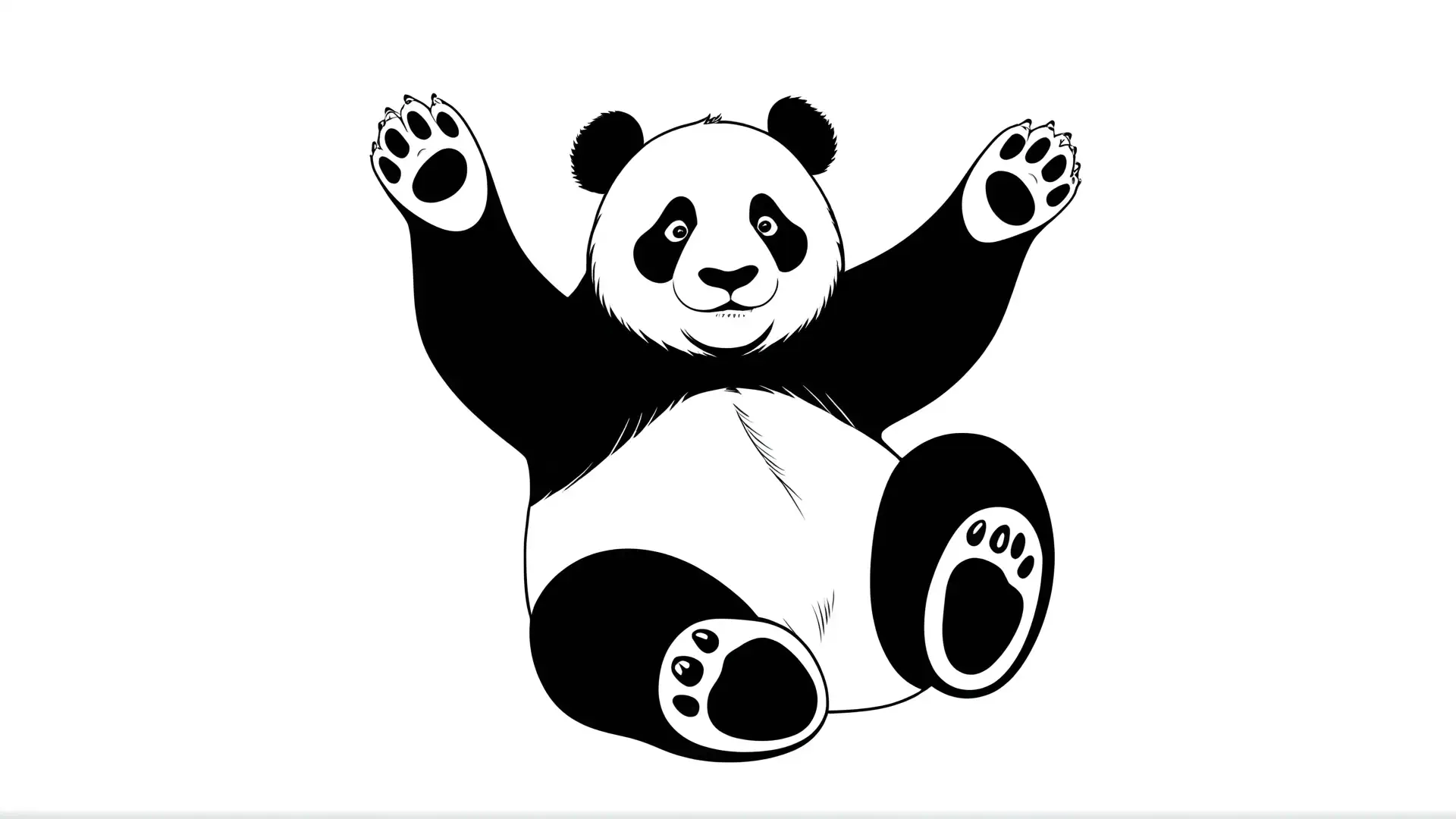 Blije Panda met Pootjes Omhoog Kleurplaat