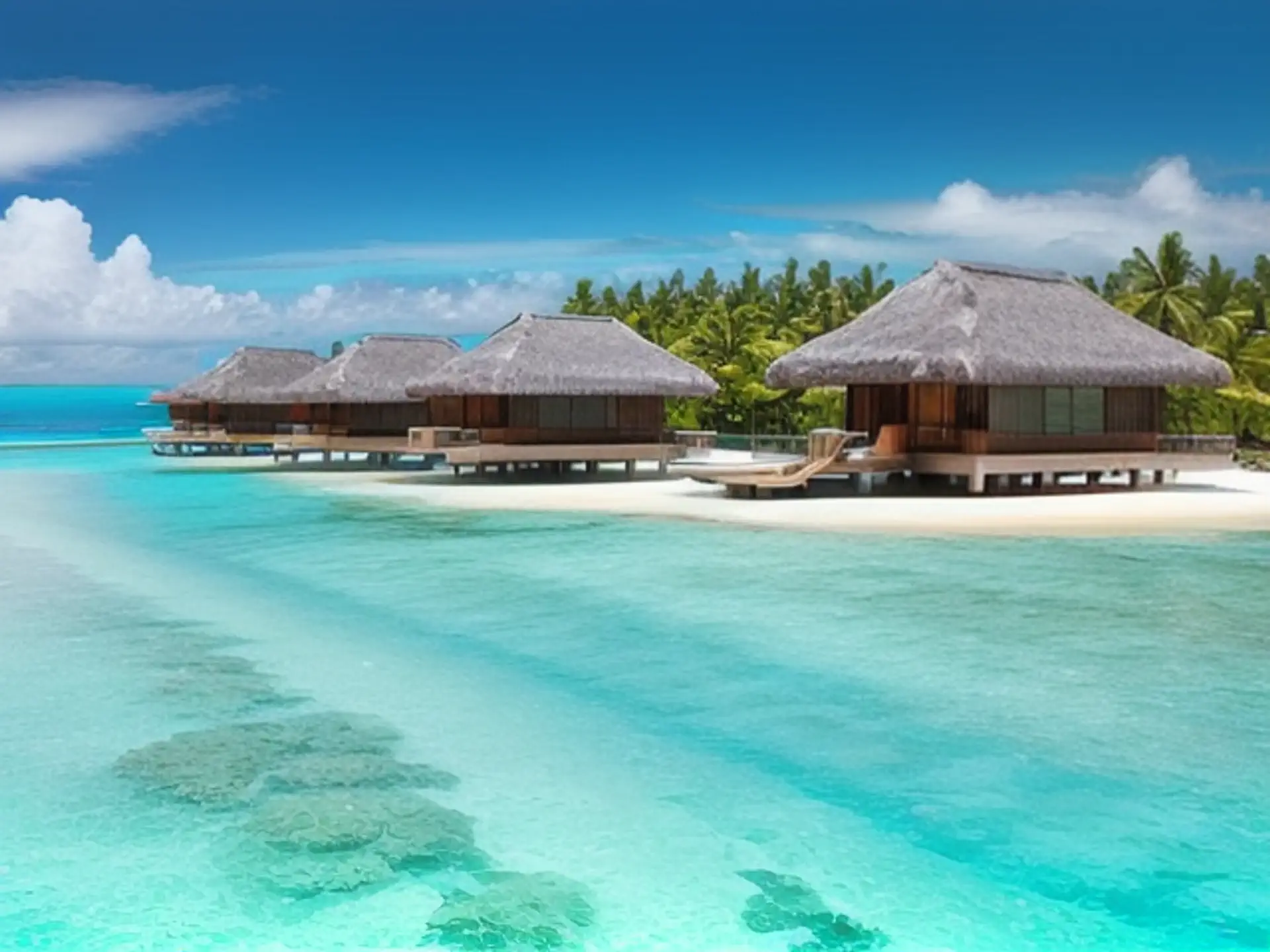 Luxe watervilla's op tropisch eiland met turquoise lagune Malediven