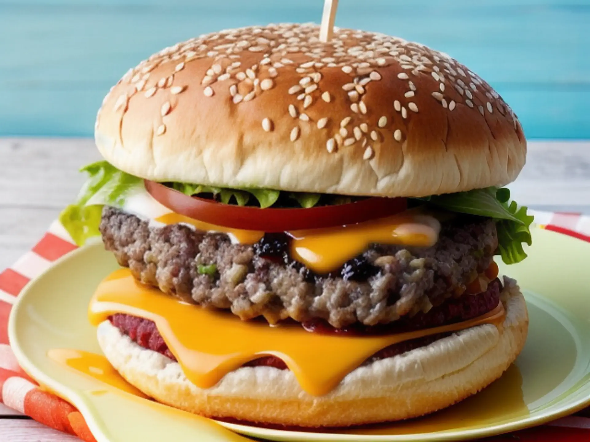 Sappige cheeseburger met gegrild rundvlees en gesmolten cheddar kaas